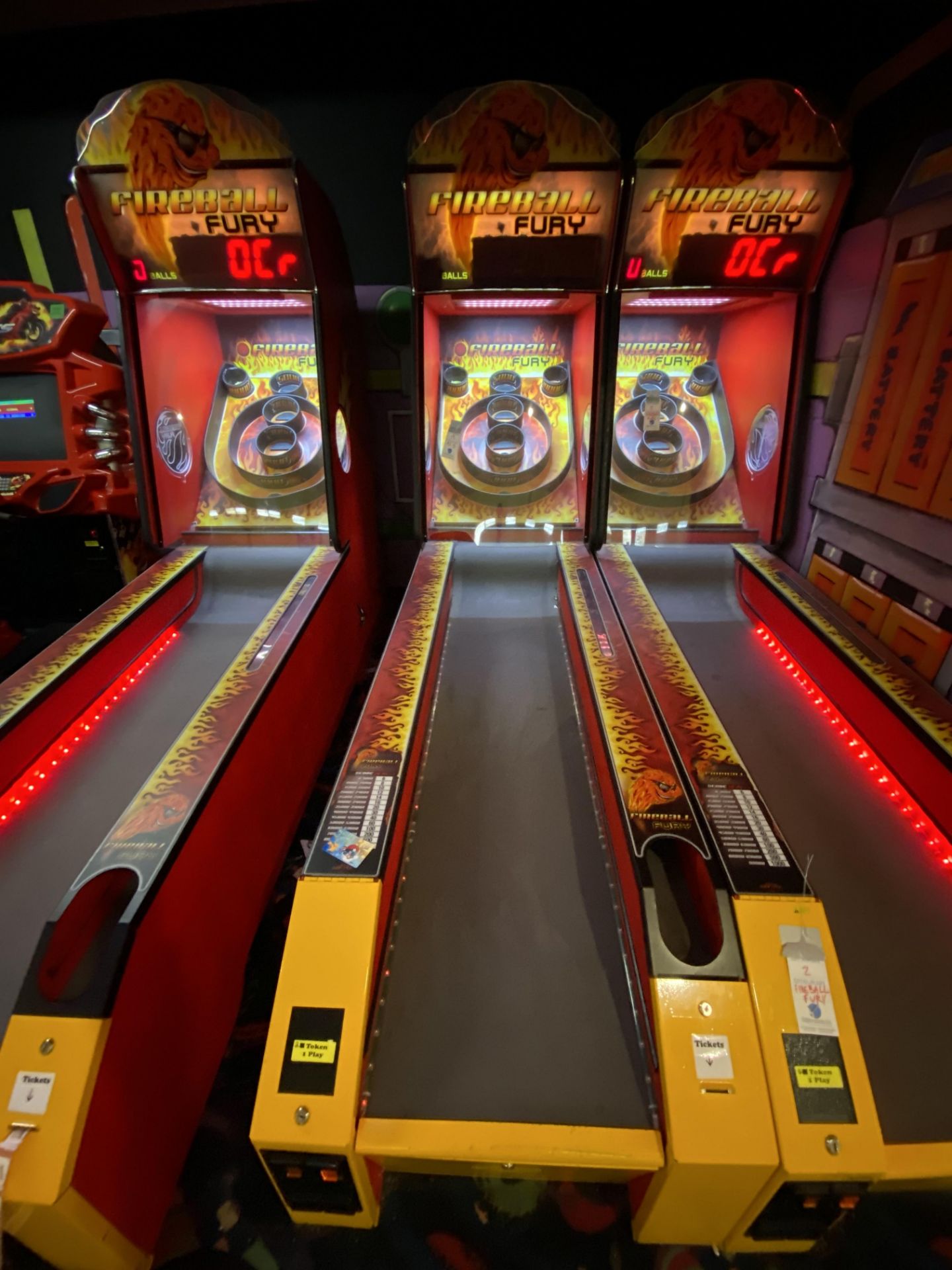 Baytek Games Fireball Fury #AAGN-FF/110V Token Operated Skee Ball Game, 50-60Hz, 2Amps, w/Balls &