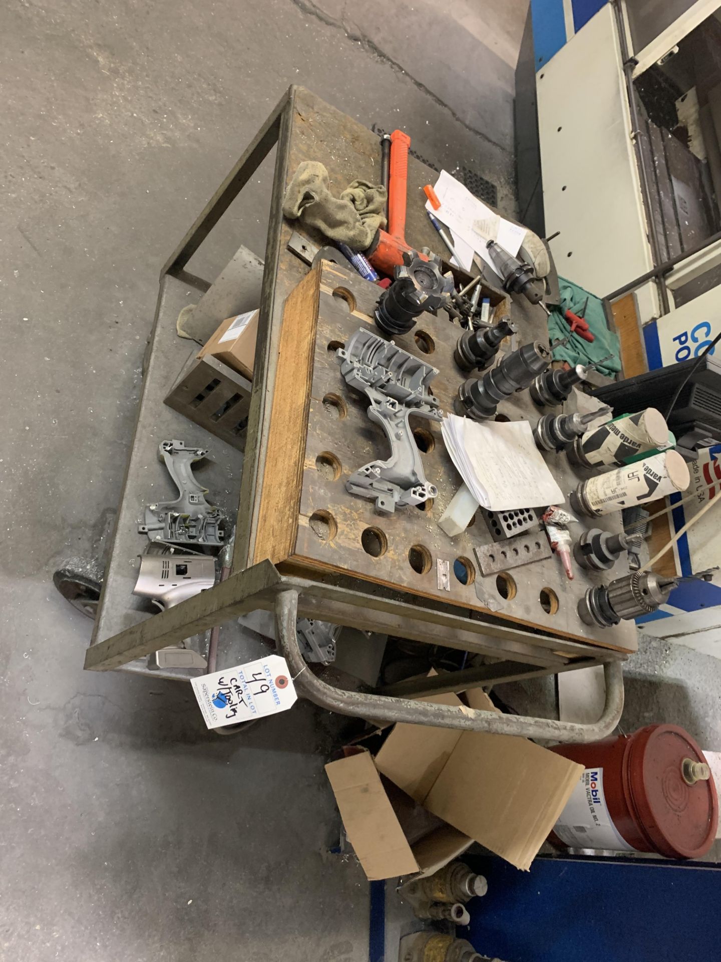 {LOT} Cart w/Tooling, Collets & Bits