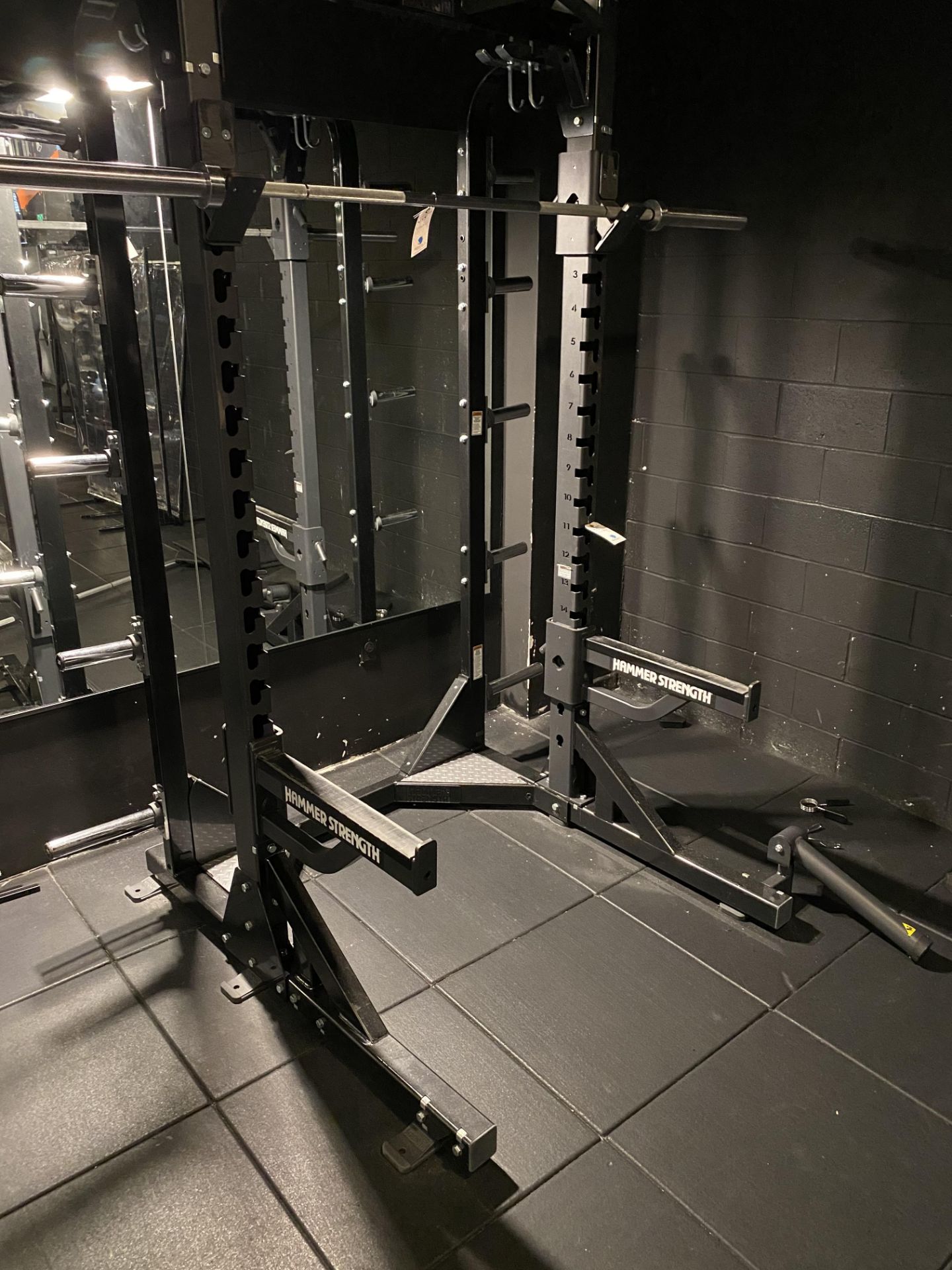 Hammer Strength Squat Rack #HDLSTOR-SA w/#HDLHRL 16 Setting w/Bar, Weight Rack, Pull Up Bars - Image 2 of 4