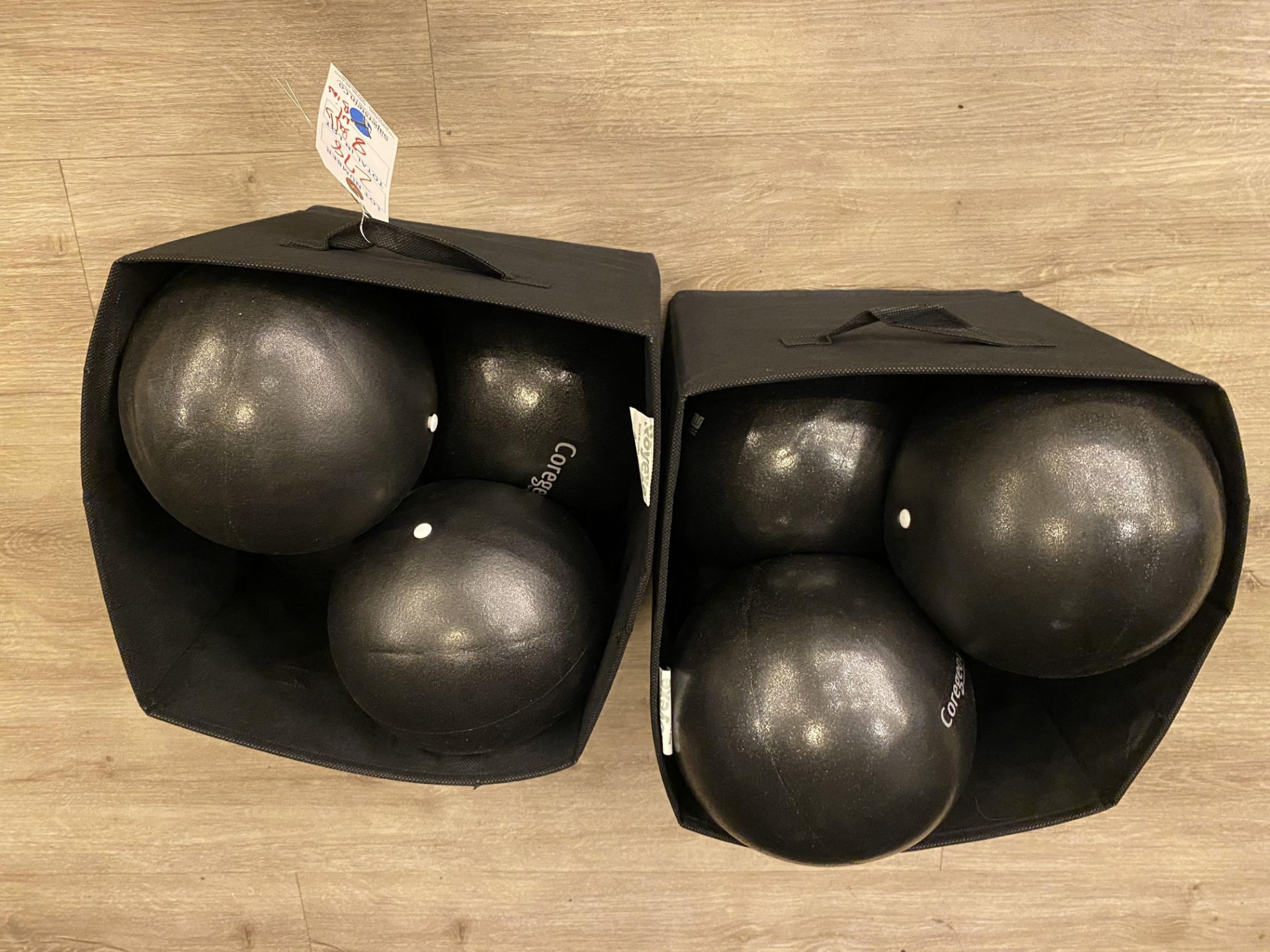 (8) Corrigus By Tune Up Fitness Inflatable Yoga Balls w/2 Bins