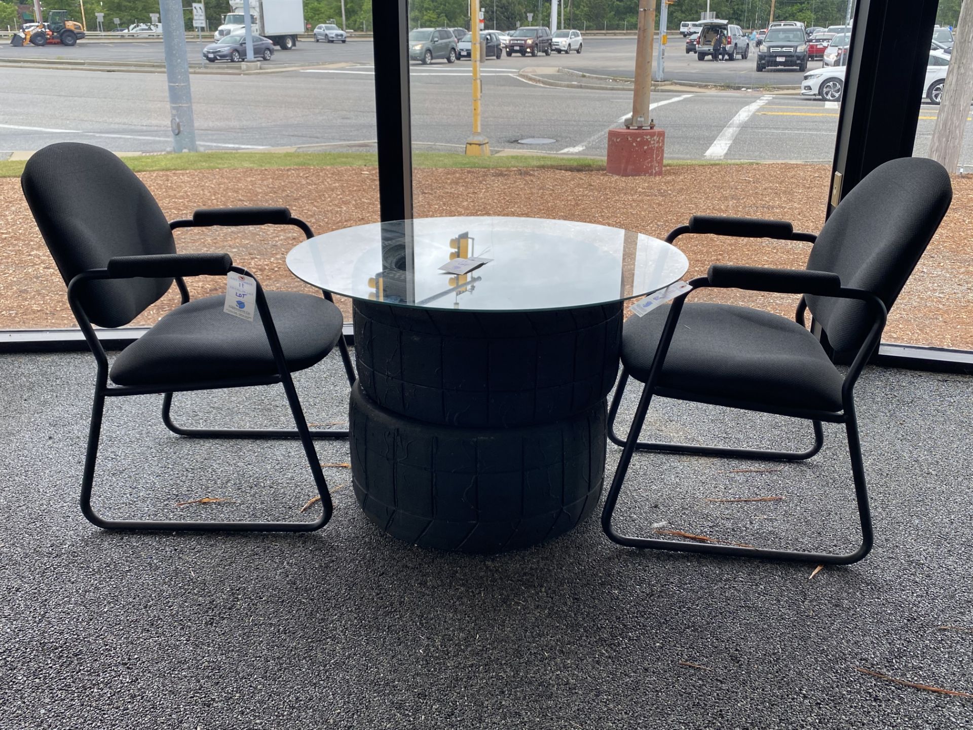 Racing Tire Dining Set 36" Round Top w/ 2 Chairs