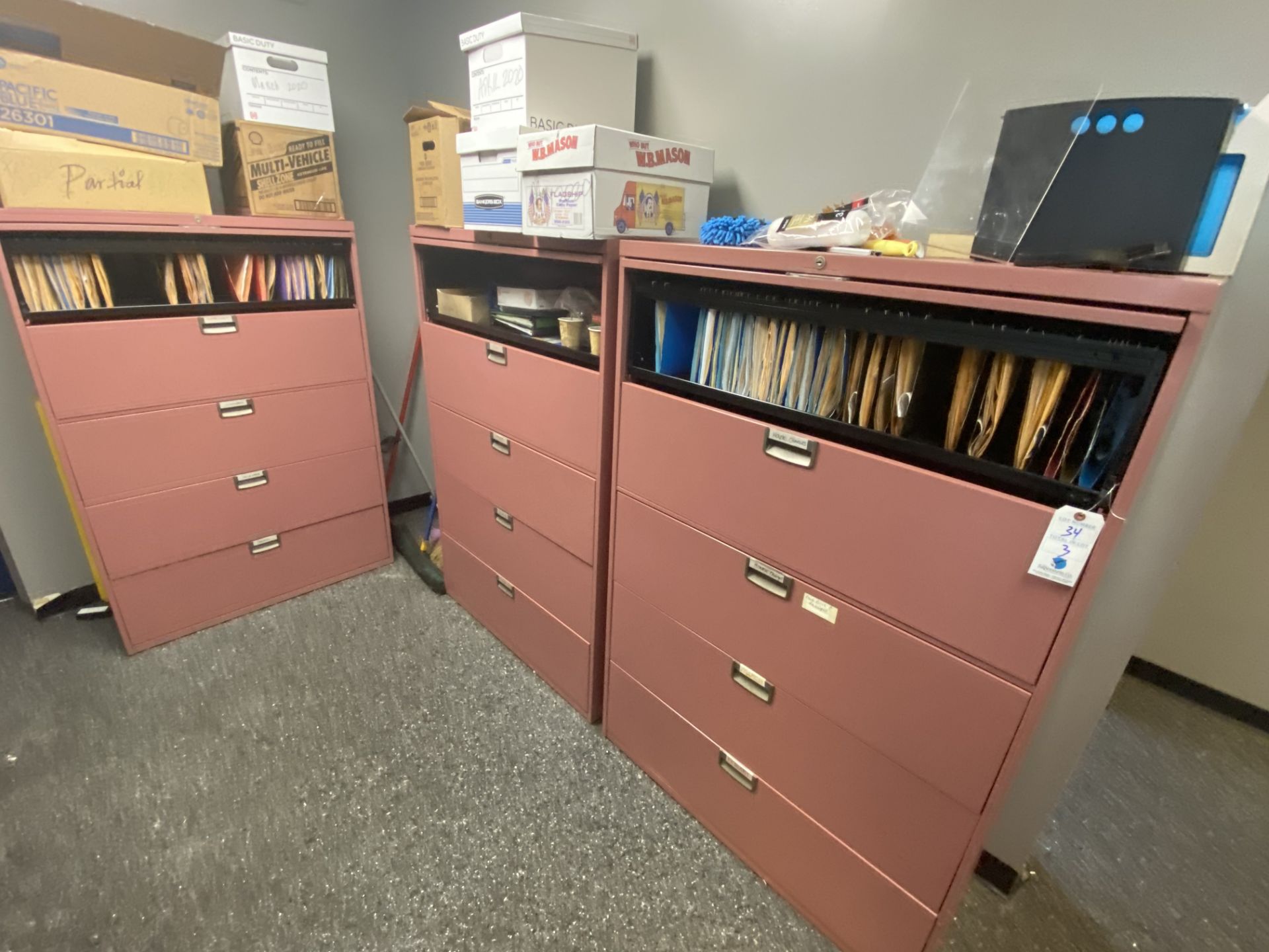 (3) 5 Drawer Lateral File Cabinets