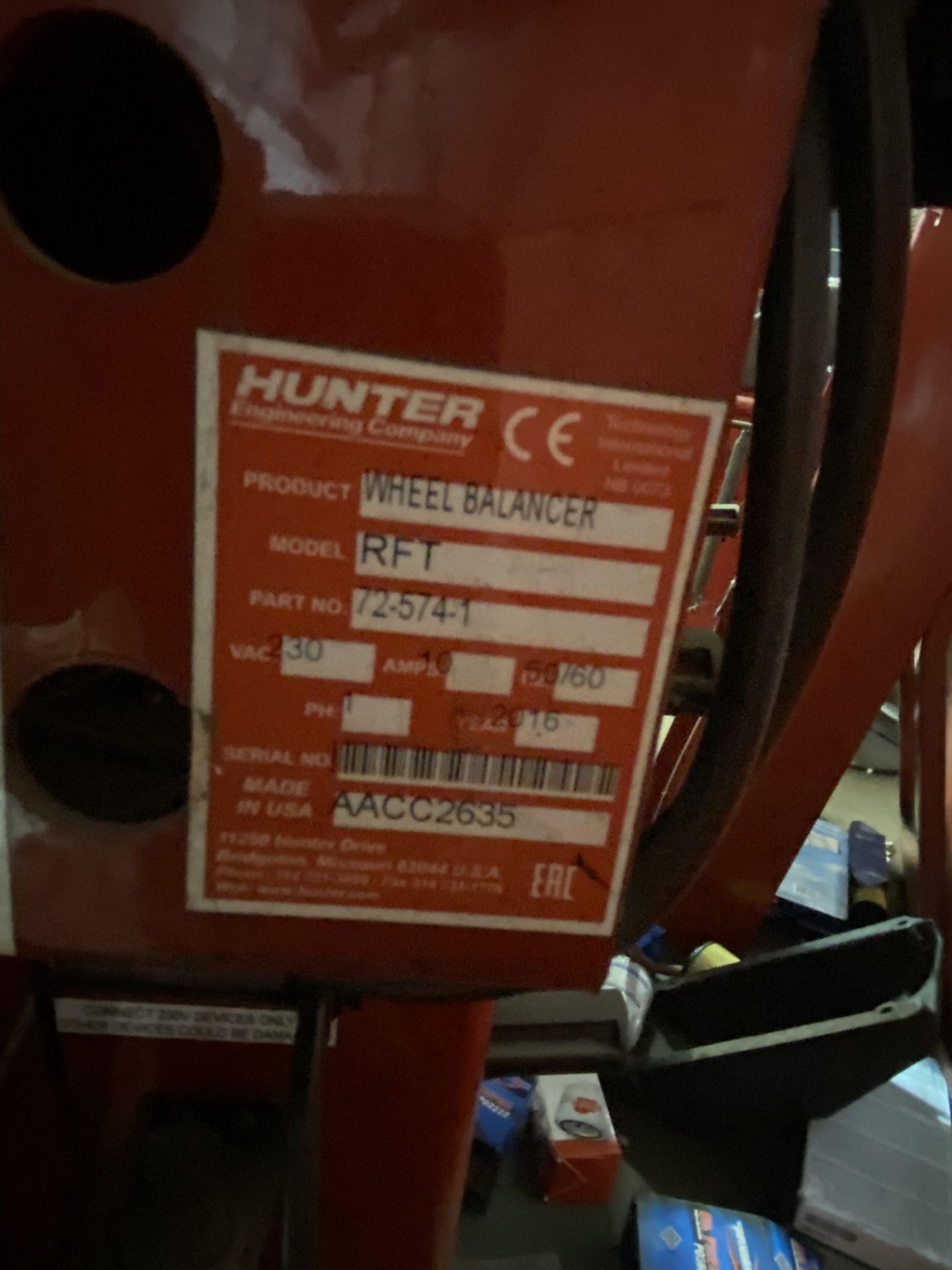 Hunter Road Force Touch Model 6SP9700 Tire Balance Machine w/ Weights.SIN:AACC2635. Single Phase - Image 2 of 2