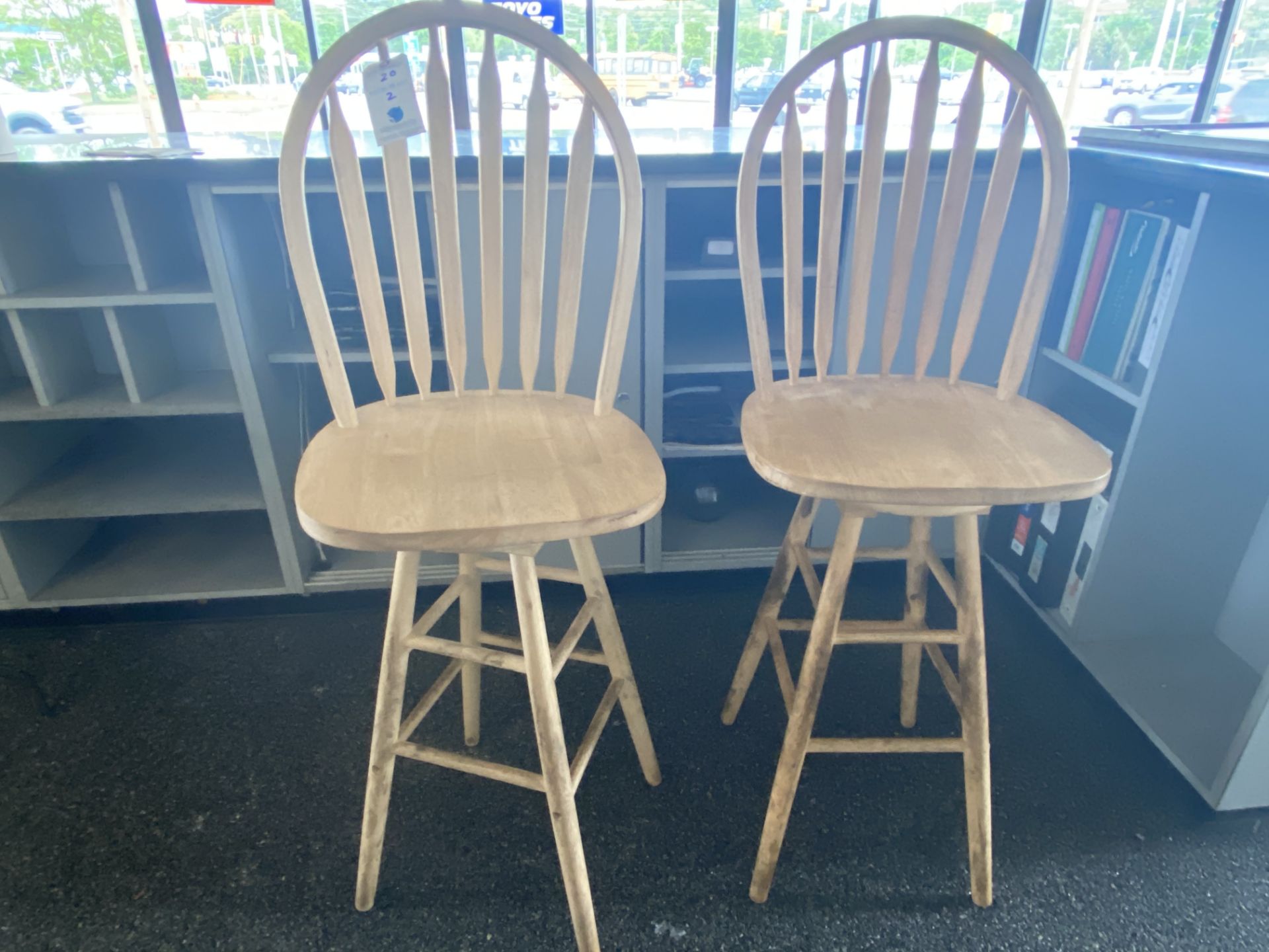 (2) Wood Swivel Stools