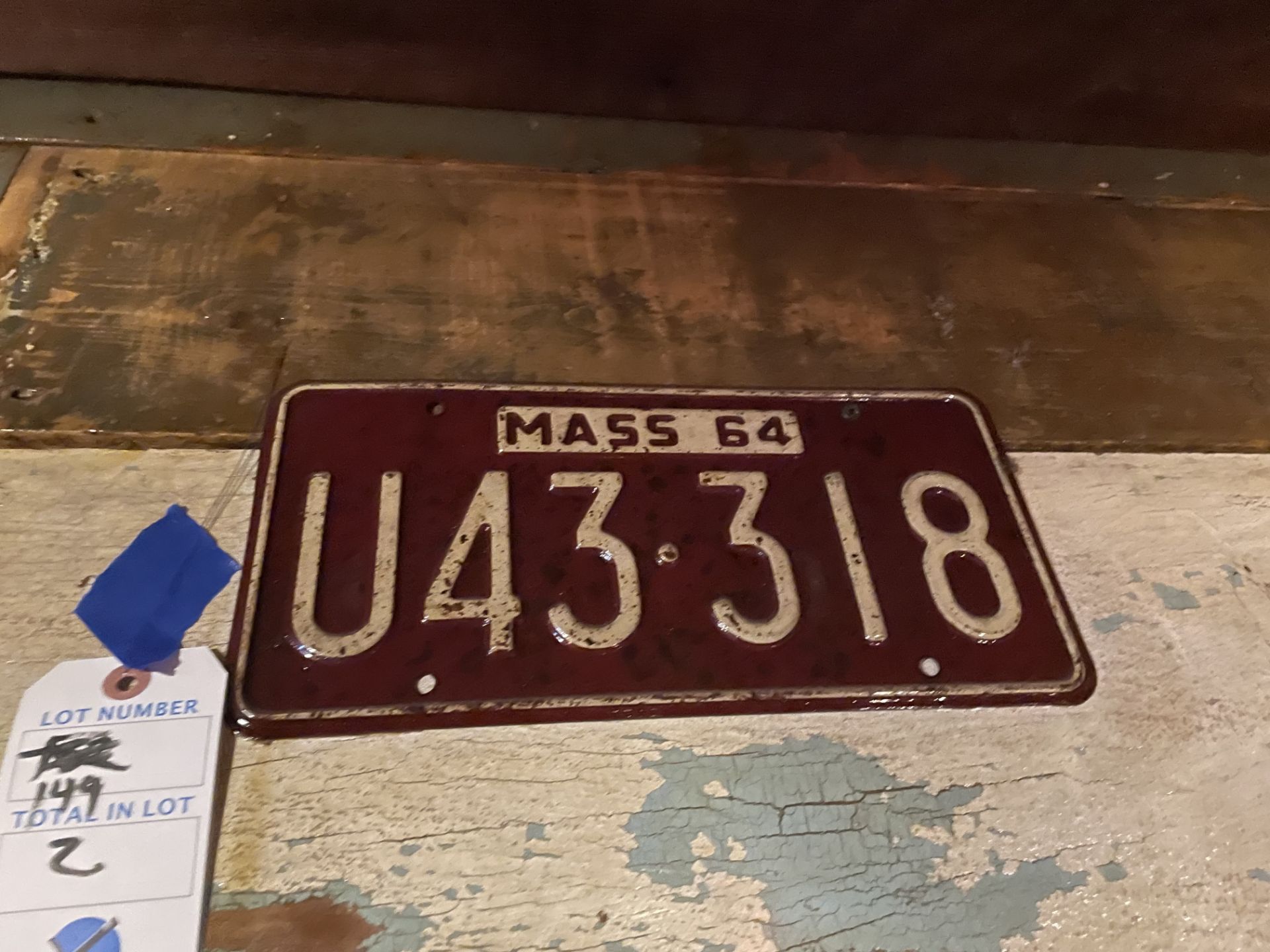 (2) Vintage License Plates - MA 1964 & Other Not Legible - Image 2 of 2