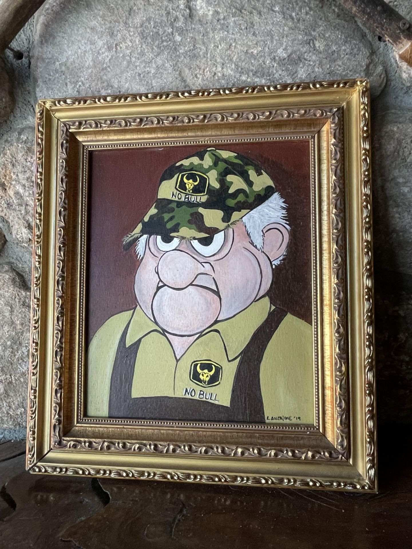 Wood Framed Cartoon Character Painting By R. Anznone 2019