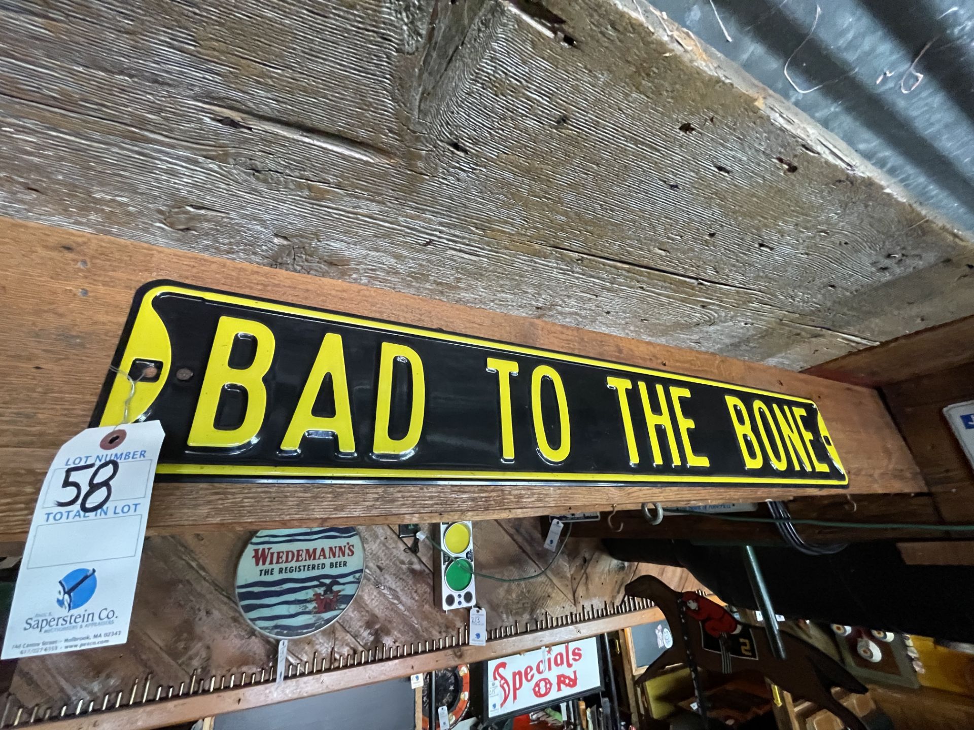 Metal Street Sign "Bad to the Bone" 36"W x 6"H