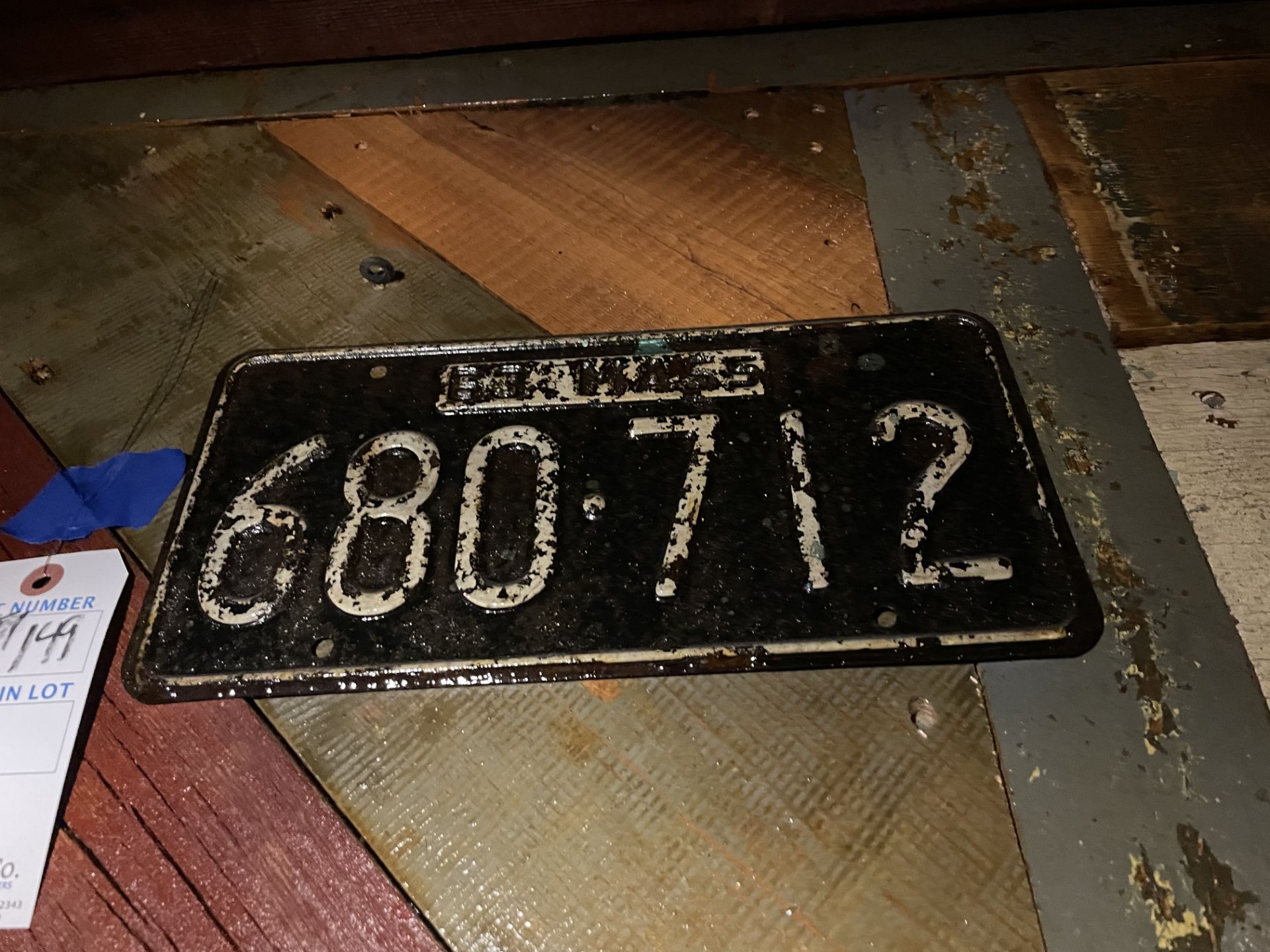 (2) Vintage License Plates - MA 1964 & Other Not Legible