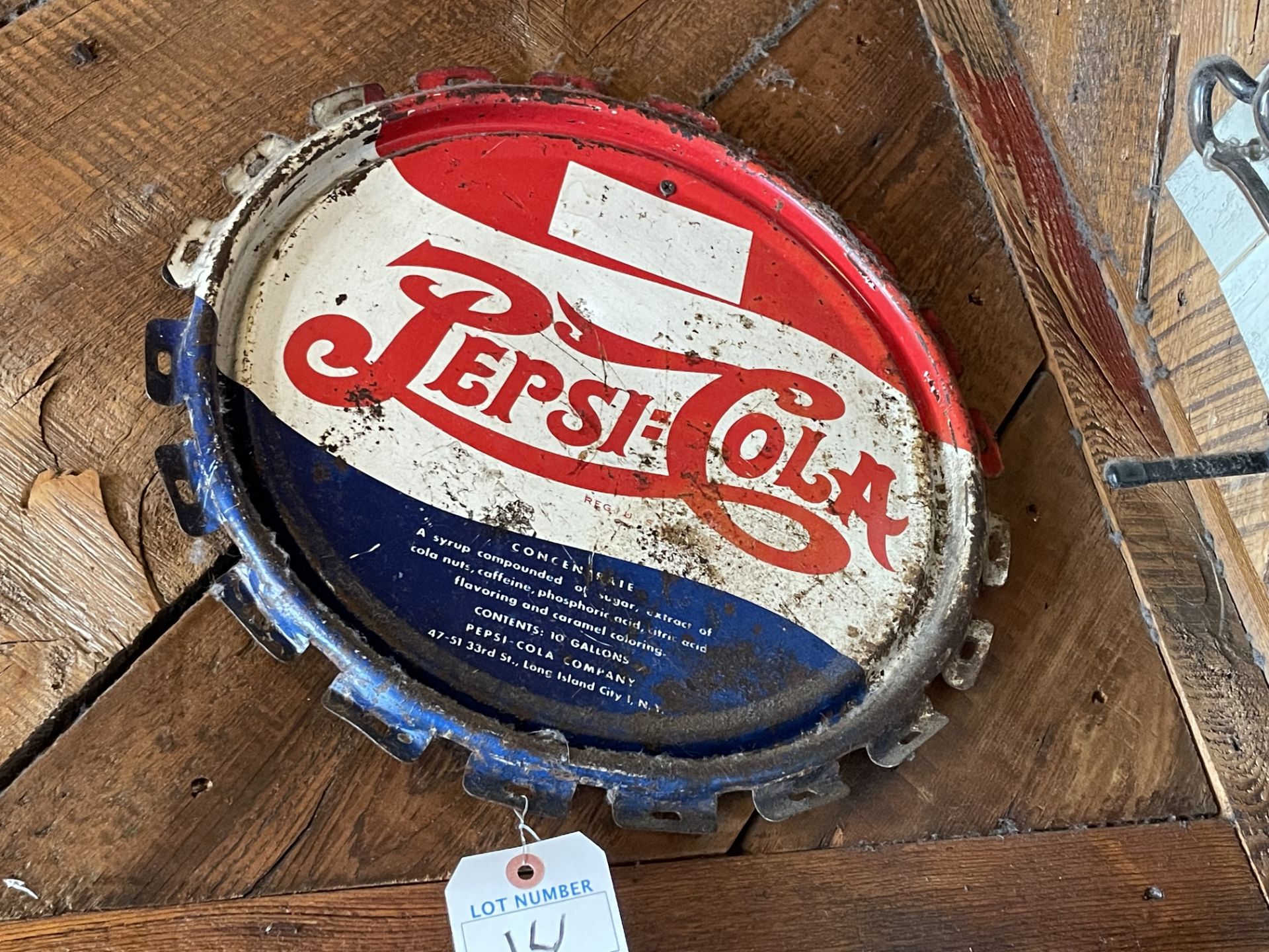 Vintage Pepsi Cola Barrel Lid 16"Dia