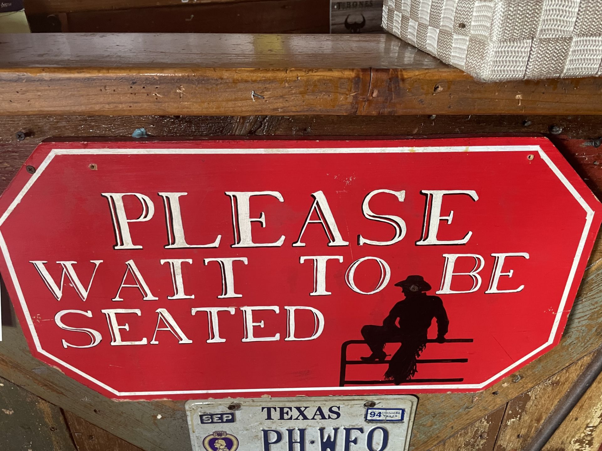 Wood Sign "Please Wait to be Seated" 24"W x 13"H