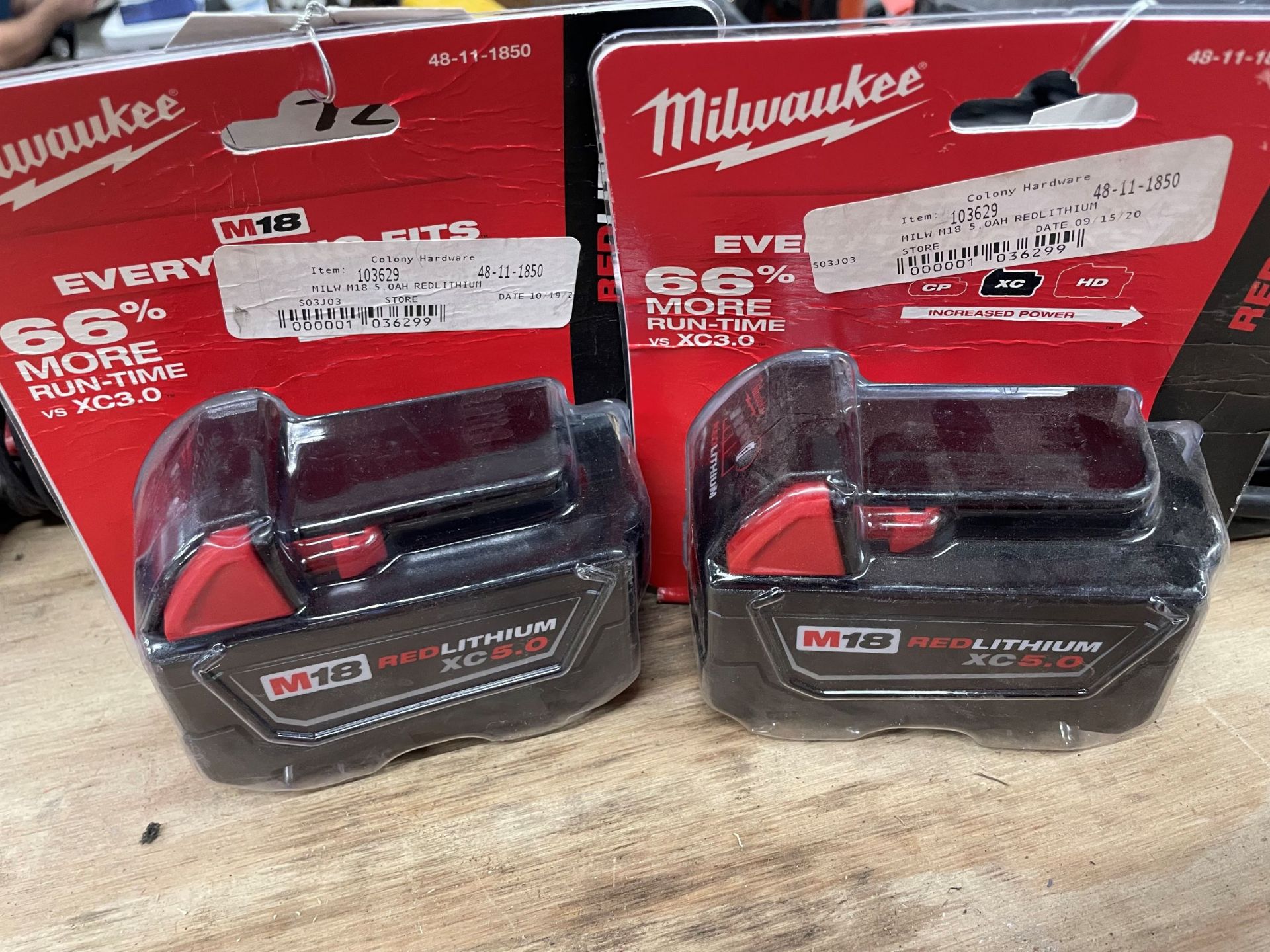 (2) Milwaukee Red Lithium XC 5.0 M18 rechargeable Batteries (NIB) w/ (2) Chargers
