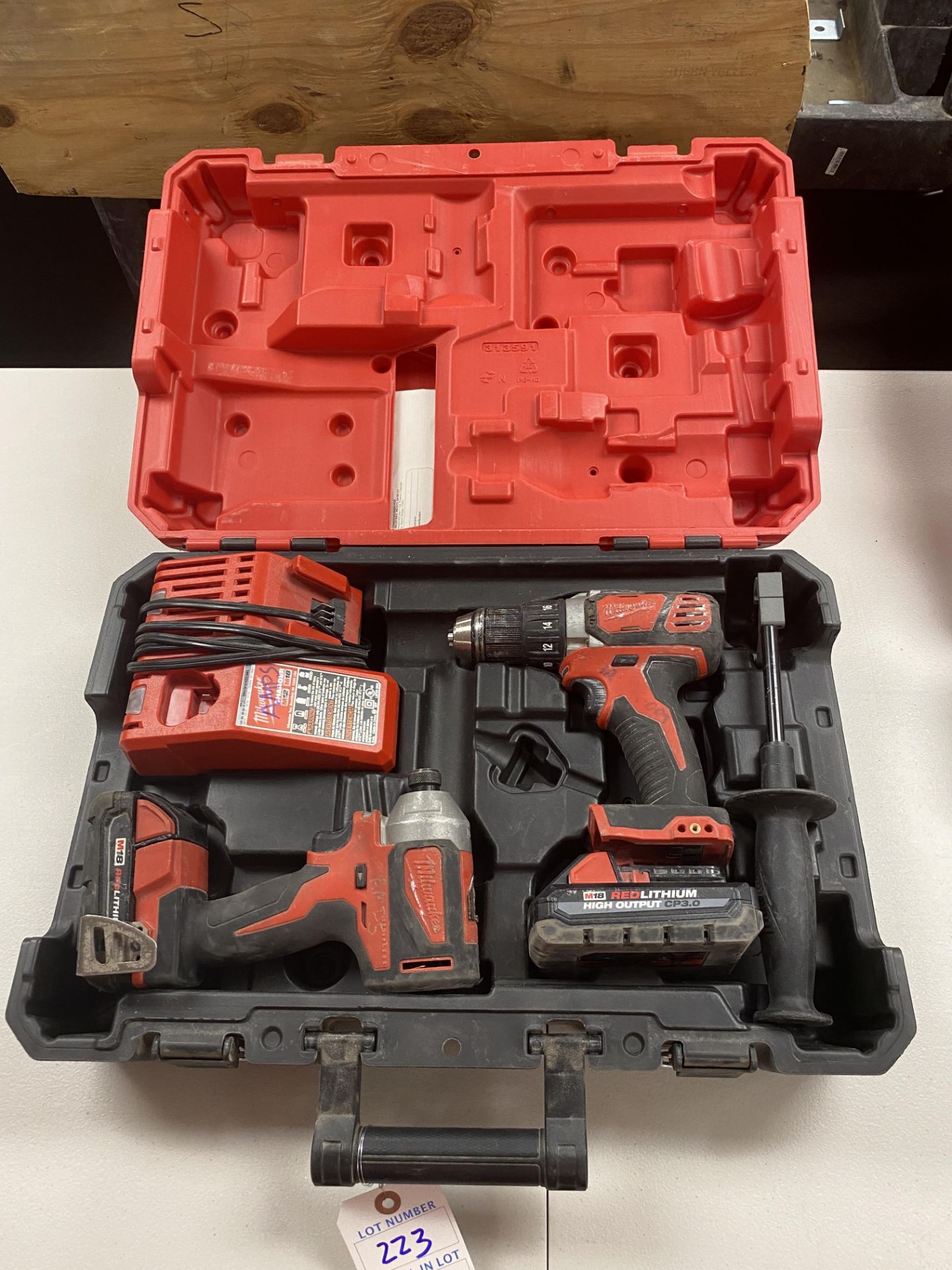 Milwaukee (2) Tool Kit Impact Driver and Drill w/ (2) M18 Battery, Charger, and Case