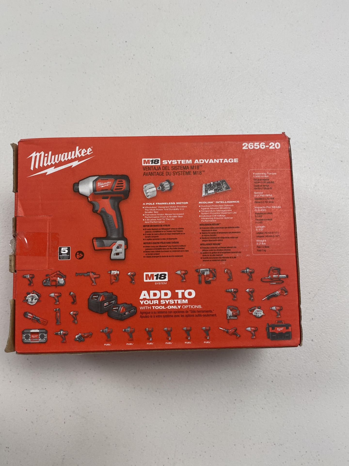 (NIB) Milwaukee Cordless 1/4" Hex Impact Driver M18 (Tool Only) #2656-20 - Image 2 of 2