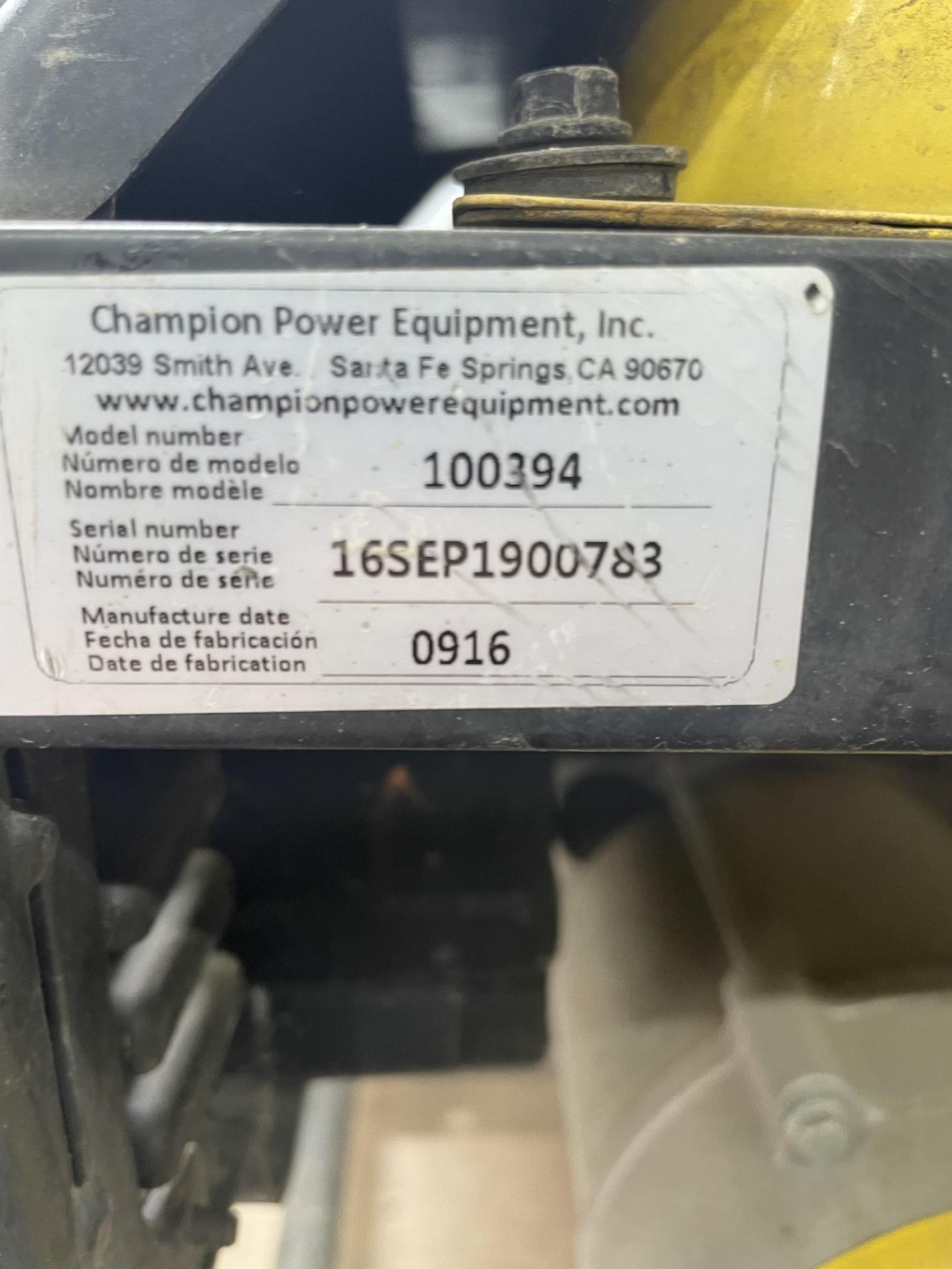 Champion #100394 3500 Watt Port. Gas Generator - Image 3 of 3