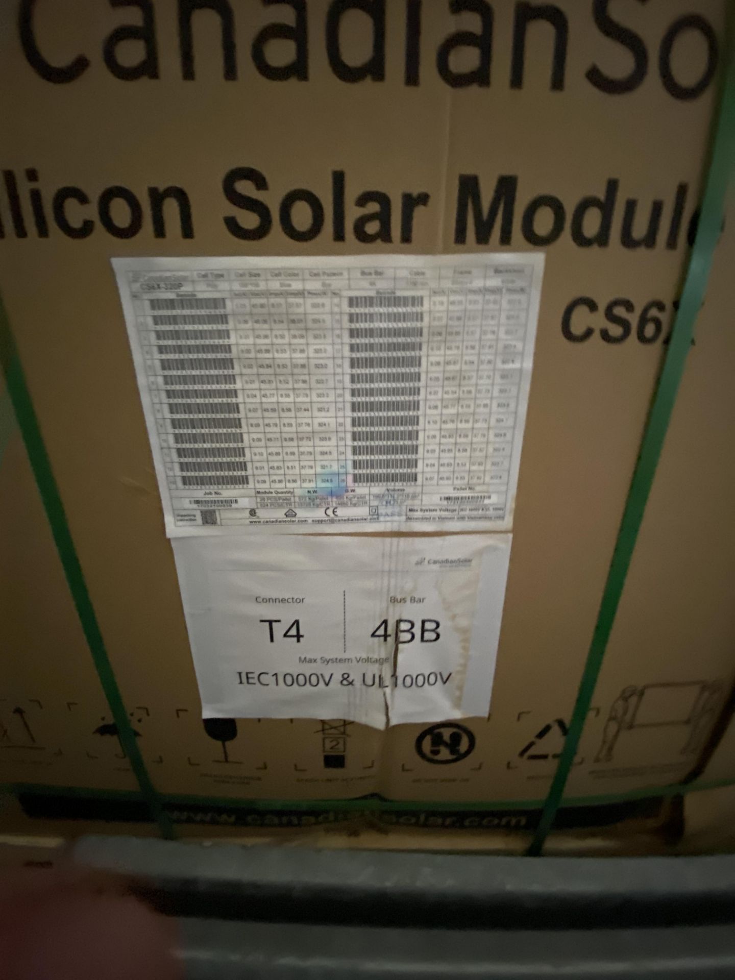 (26) Canadian Solar Silicon Solar Module #CS6X-320P, Cell Type: Poly, Cell Size: 156*156, Cell - Image 2 of 2