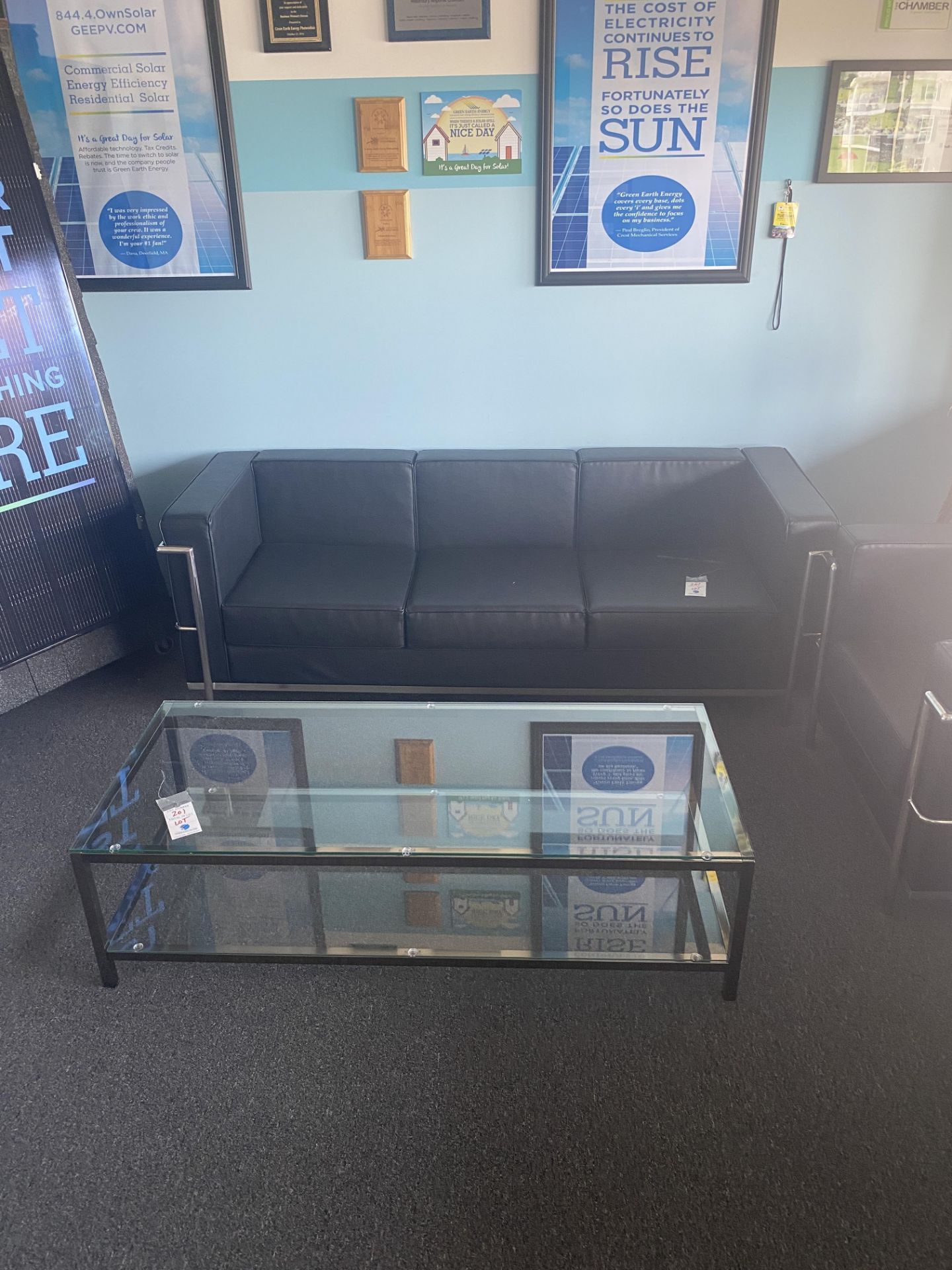 (Lot) Couch, Chair & Glass Tables