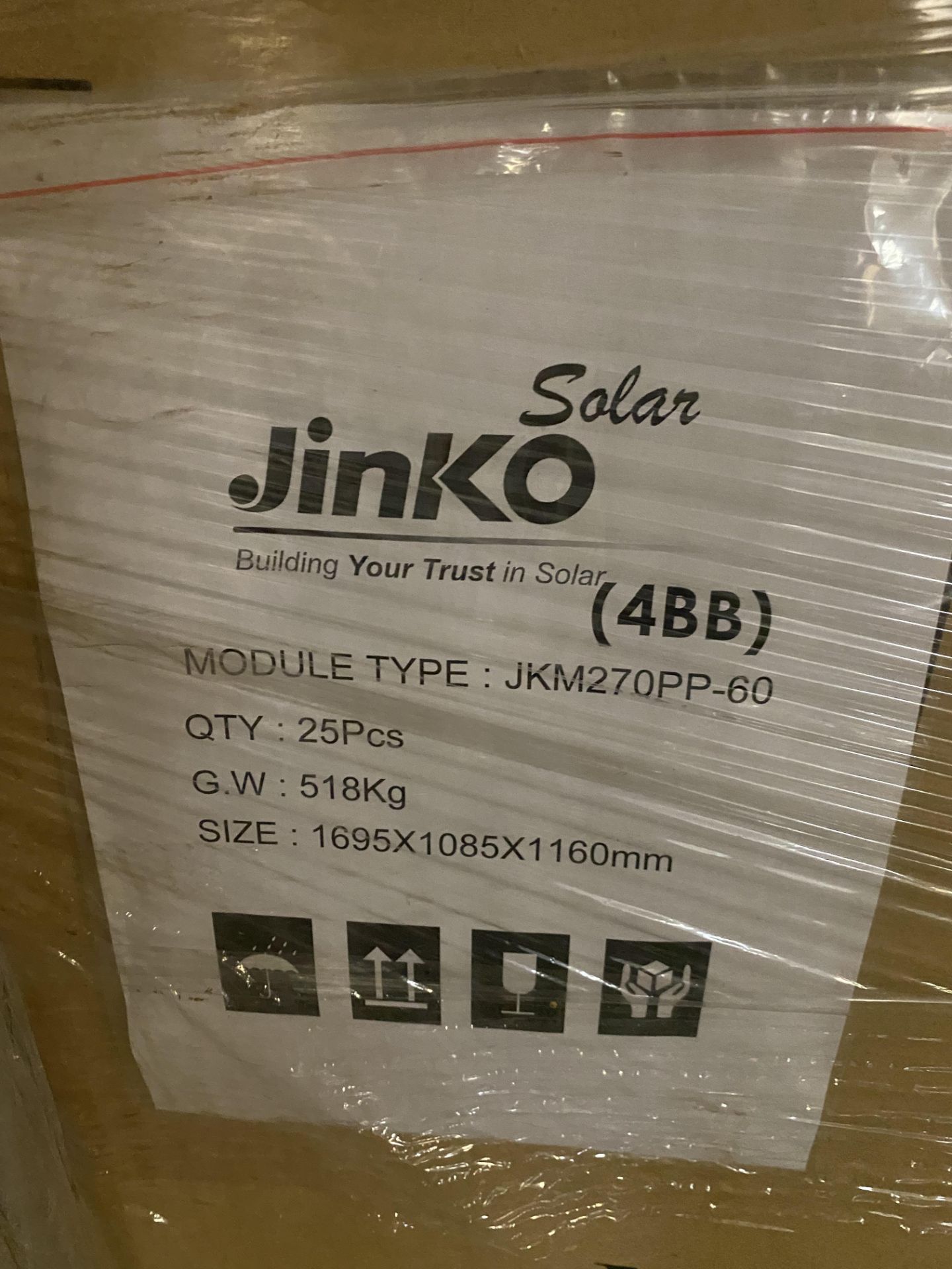 (25) Panels of JinKo Solar #JKM270PP-60, (NEW IN BOX ON PALLET) Nomimal Power 270W, Cell Type: - Image 2 of 3