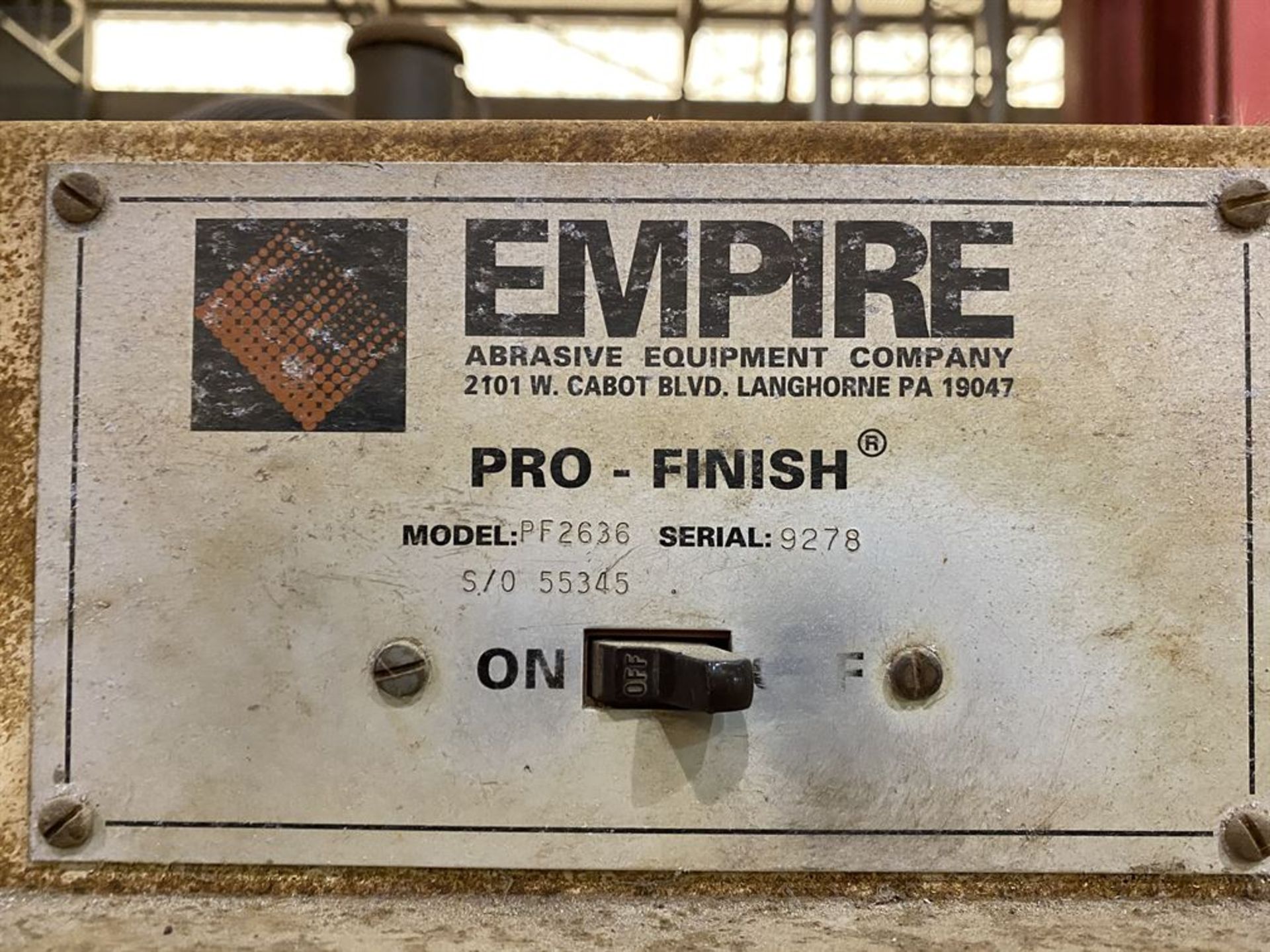 EMPIRE PRO-FINISH PF2636 Blast Cabinet, s/n 9278, w/ DCM-80A Collection System (Location: Machine - Image 3 of 3