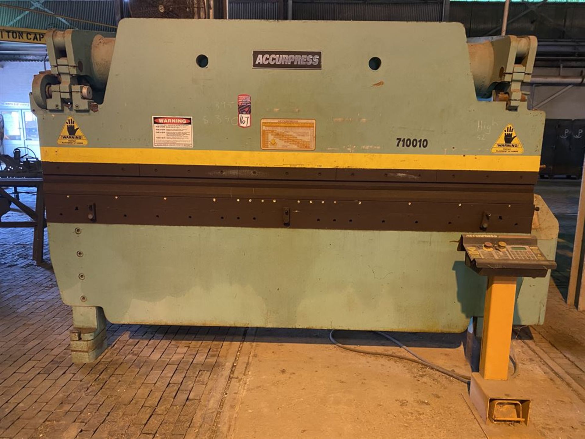 ACCURPRESS 710010 Press Brake, s/n 3986, 100 Ton Capacity, 10’ Bed, 102” Between Housings (Location: - Image 2 of 7