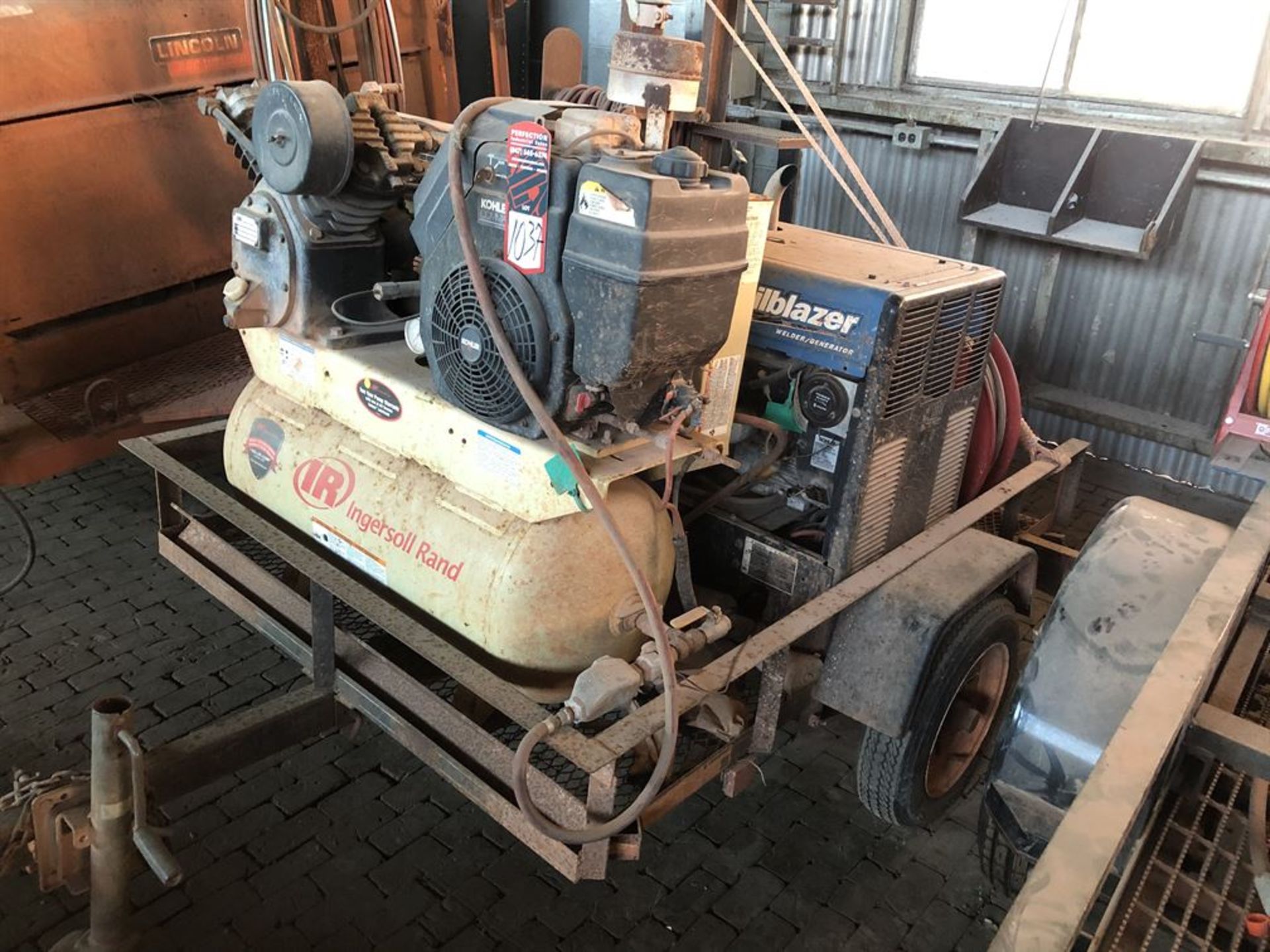 Lot Comprising of Cary On Trailer, w/ Miller Trailblazer 302 CC/CV, AC/DC Welding Power Supply 11000