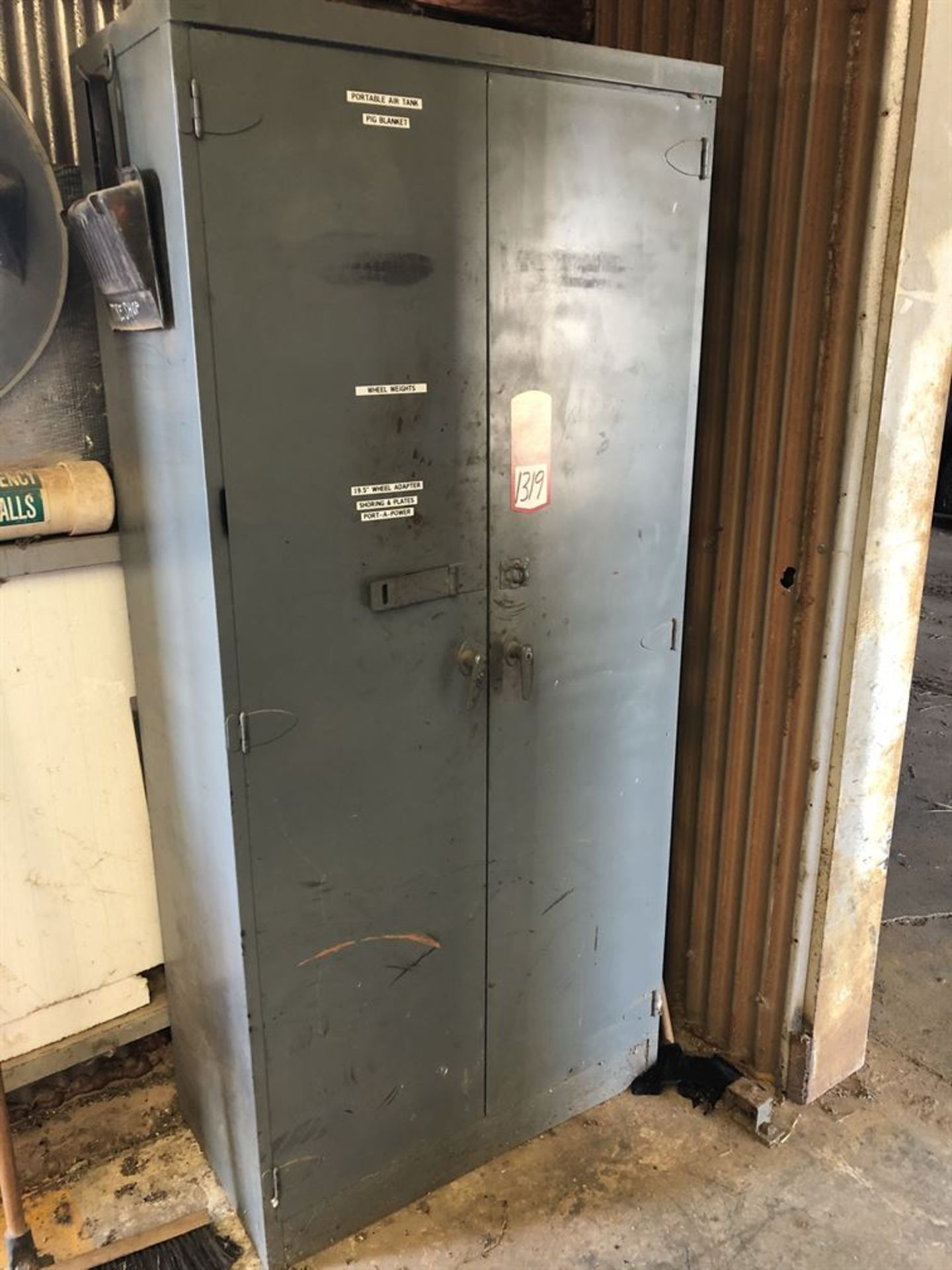 Lot Comprising of (1) Steel Shop Cabinet w/ Assorted Tire Weights, and (2) Shop Cabinets, w/