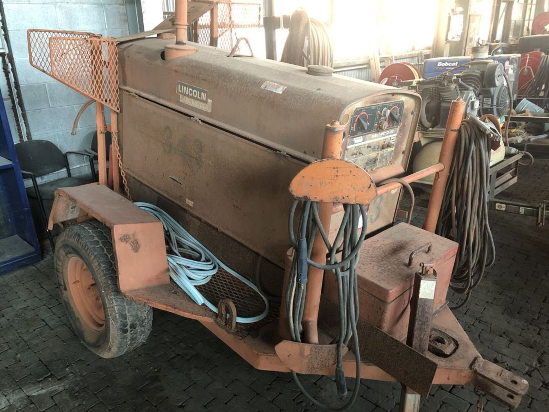 Lot Comprising of Unknown Make Trailer, Lincoln Shield-ARC SA-250 Welding Power Source Generator,