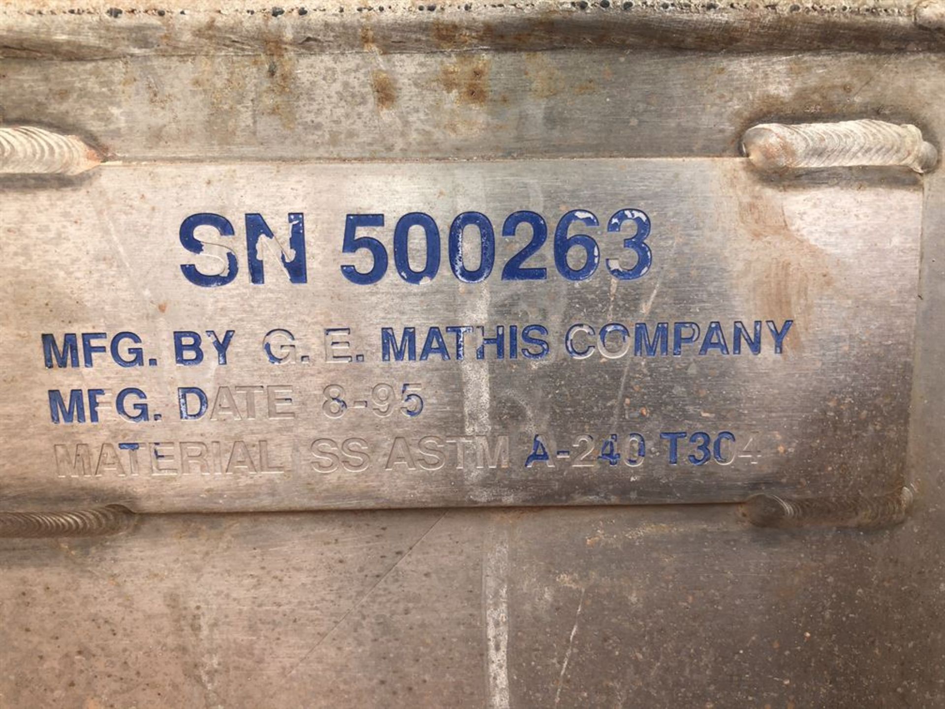 GE MATHIS Unknown Capacity Stainless Steel Liquid Storage Tank (Location: Lubrication) - Image 2 of 2