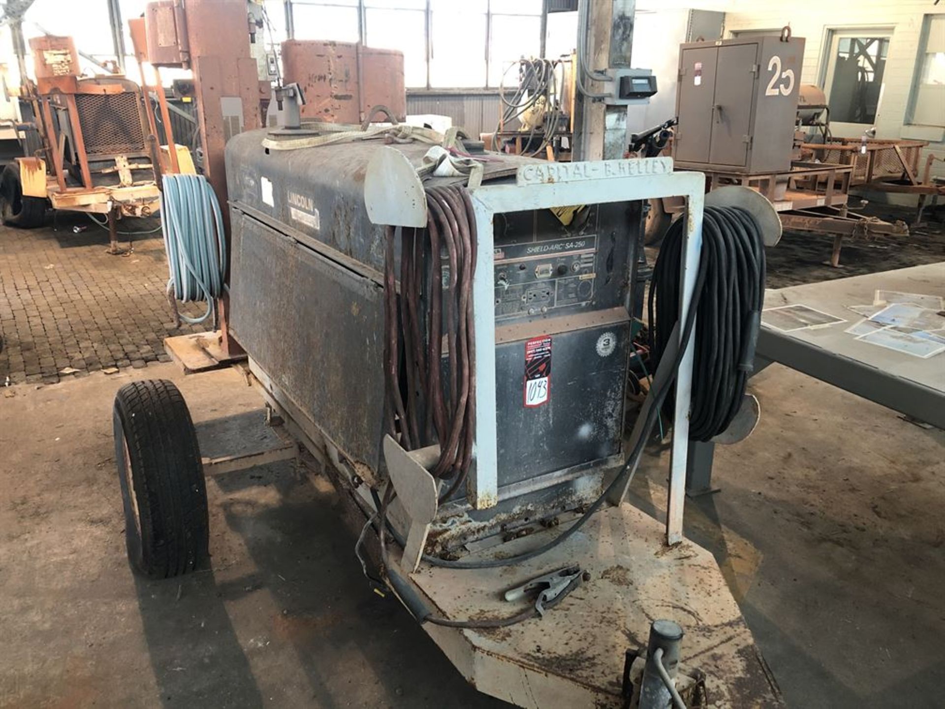 Lot Comprising of Unknown Make Trailer, w/ Lincoln Shield-ARC SA-250 Welding Power Source Generator,