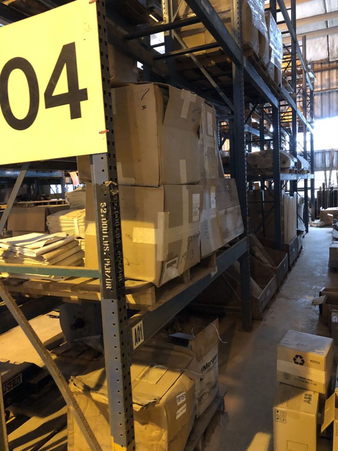 10 Sections of Pallet Racking, 20' Tall, 3' Deep, w/ 9' Beams, (No Contents) (Location: Motor