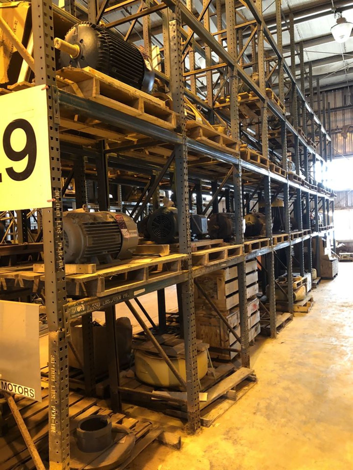 20 Sections of Pallet Racking, 20' Tall, 3' Deep, w/ 53" Beams, (No Contents) (Location: Motor