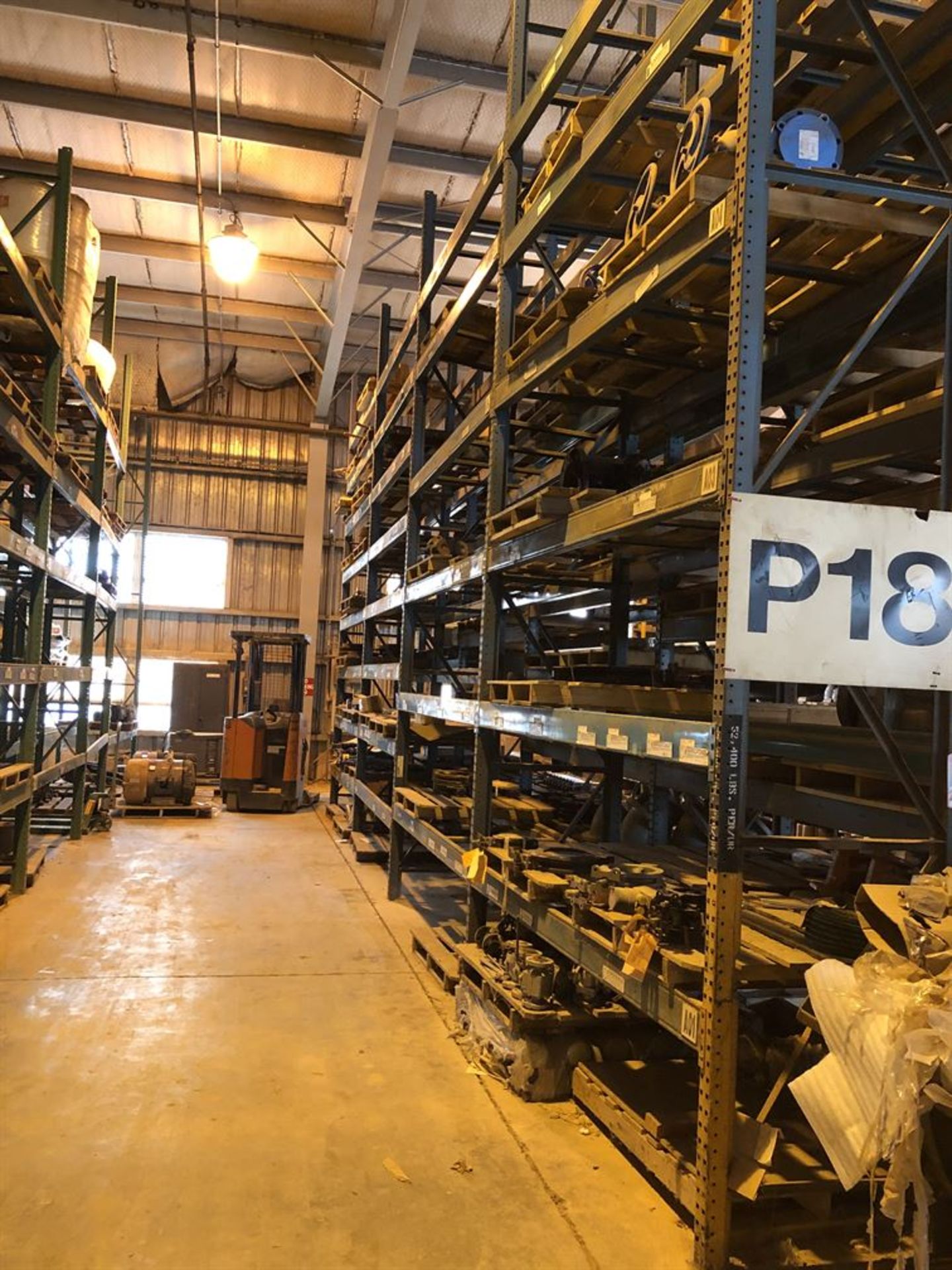8 Sections of Pallet Racking, 20' Tall, 3' Deep, w/ 9' Beams, (No Contents) (Location: Motor