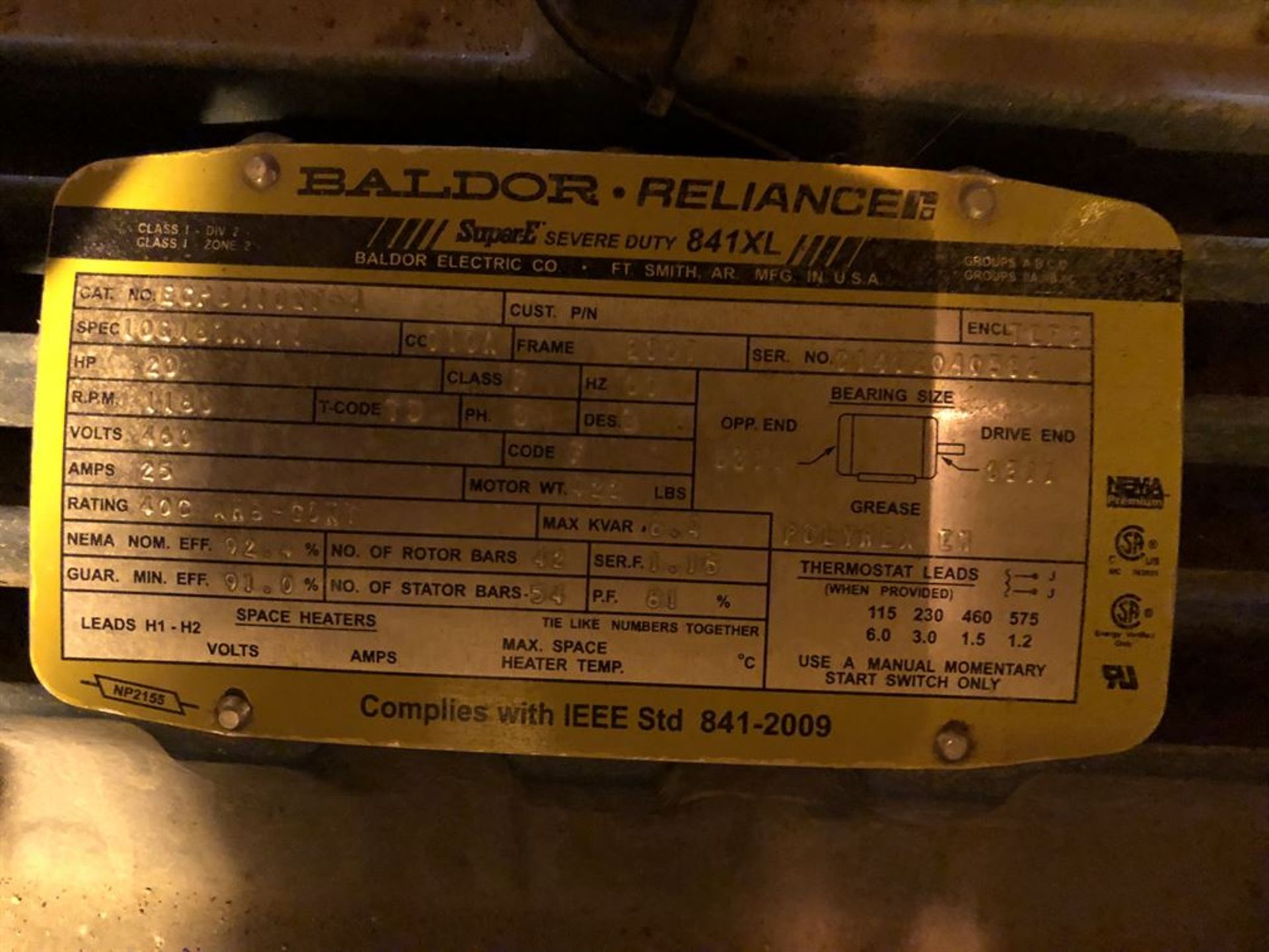 BALDOR 20 HP Electric Motor (Location: Motor Warehouse) - Image 2 of 2