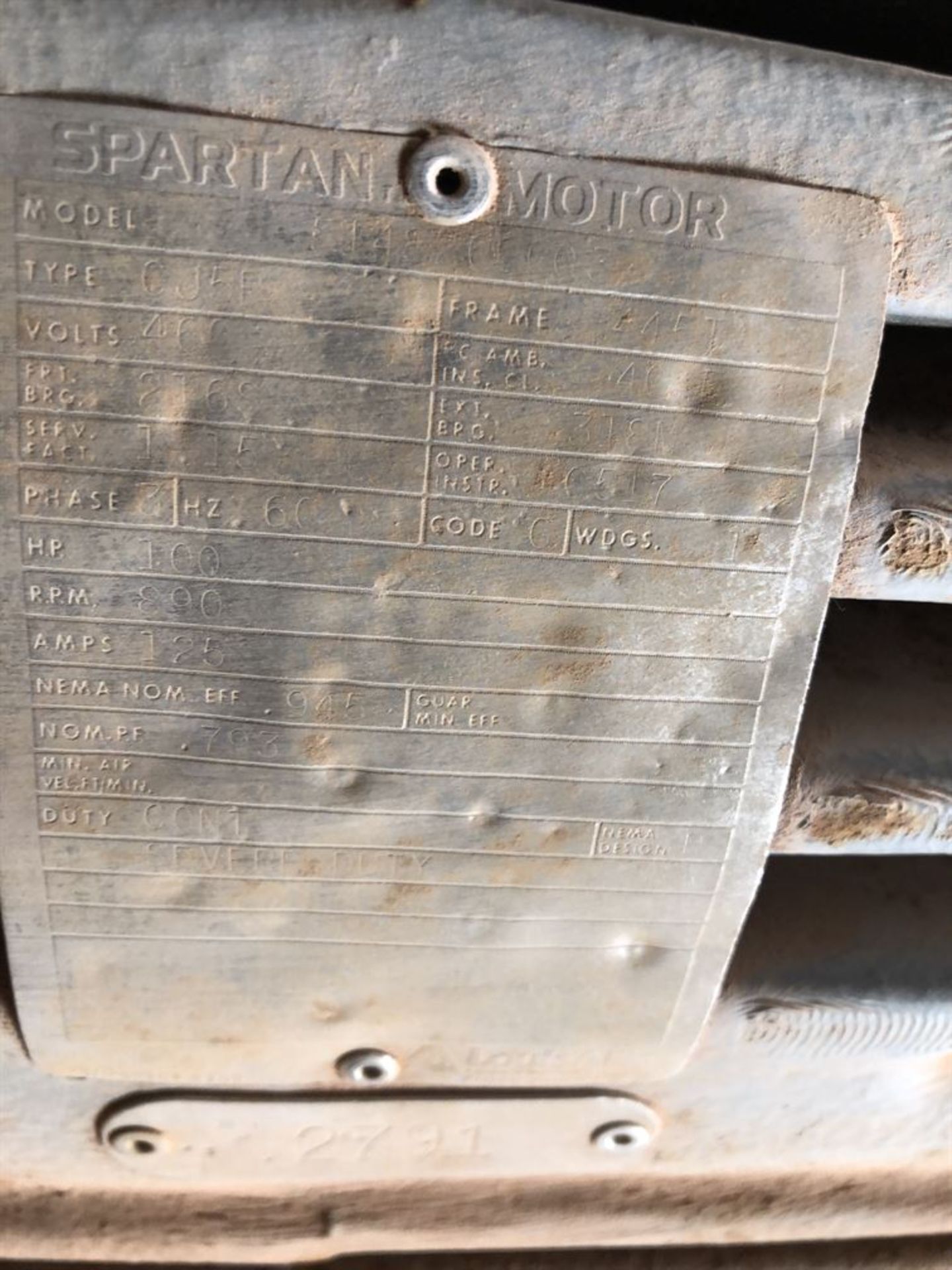 SPARTAN 100 HP Electric Motor (Location: Motor Warehouse) - Image 2 of 2