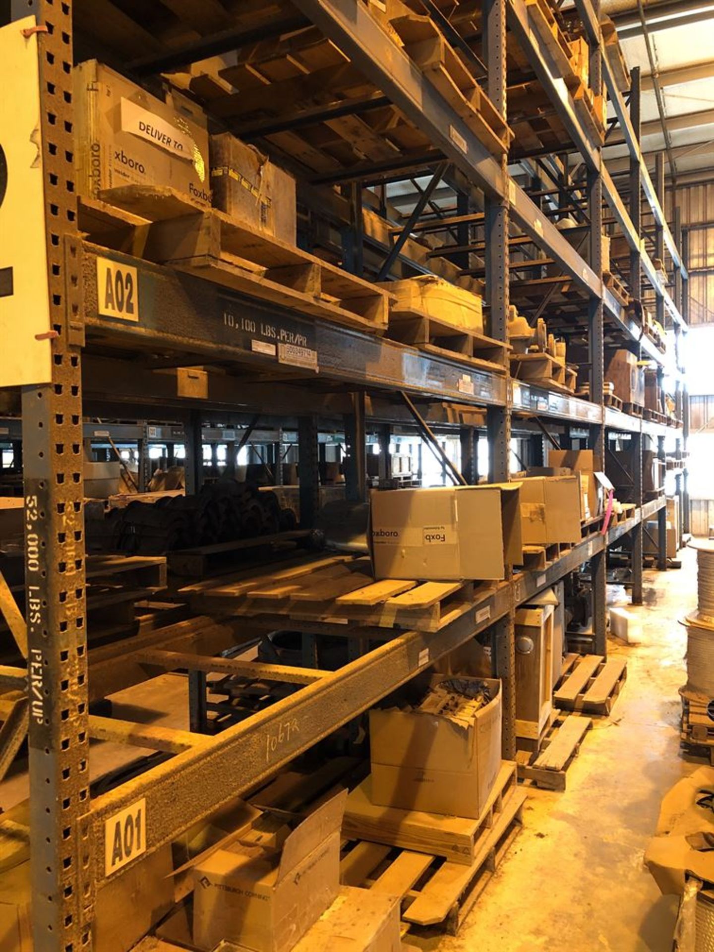 10 Sections of Pallet Racking, 20' Tall, 3' Deep, w/ 9' Beams, (No Contents) (Location: Motor
