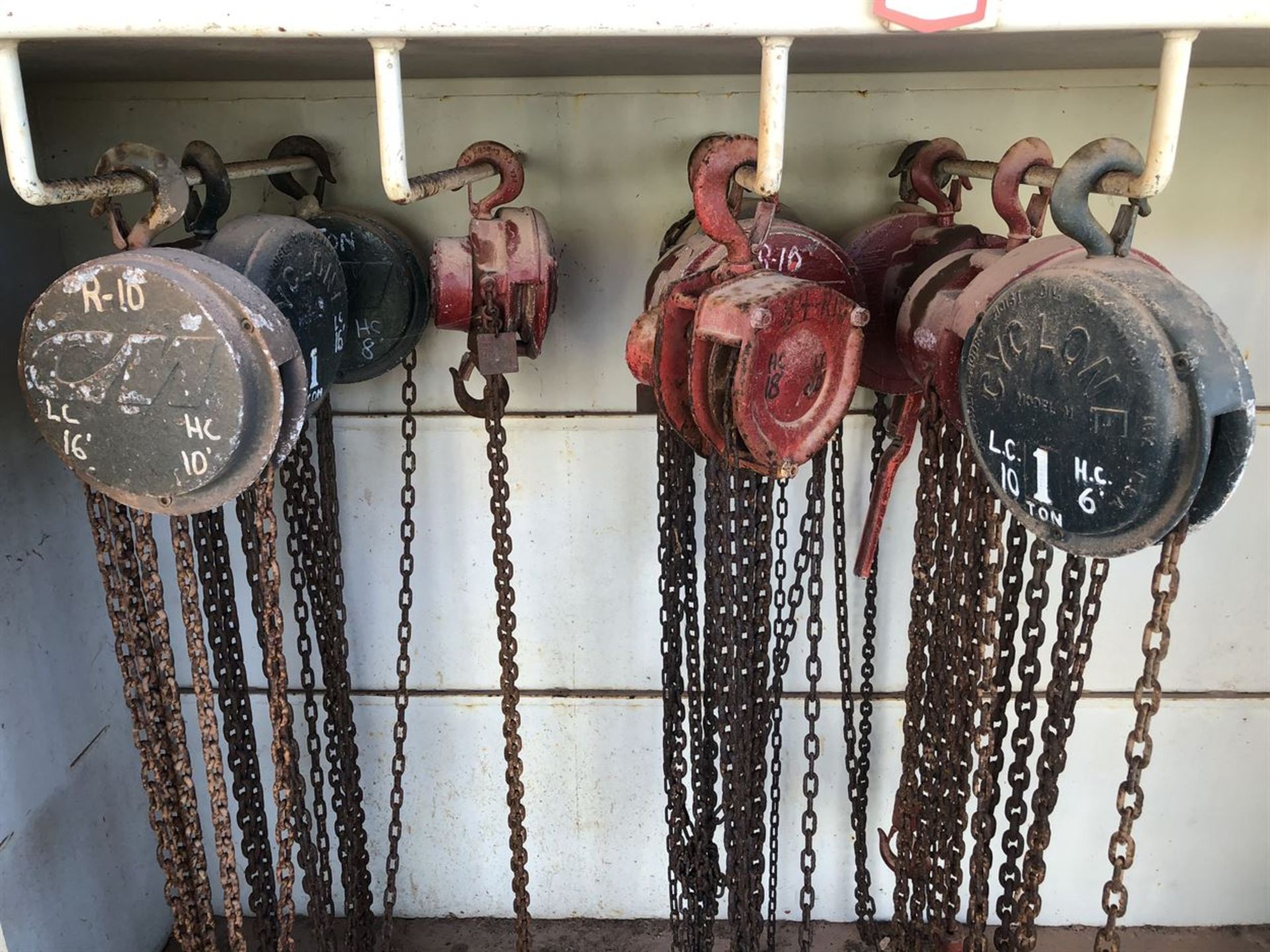 Heavy Duty Hoist Storage Cabinet, w/ Assorted Chainfalls (Location: Outside Chemical Warehouse) - Image 2 of 3