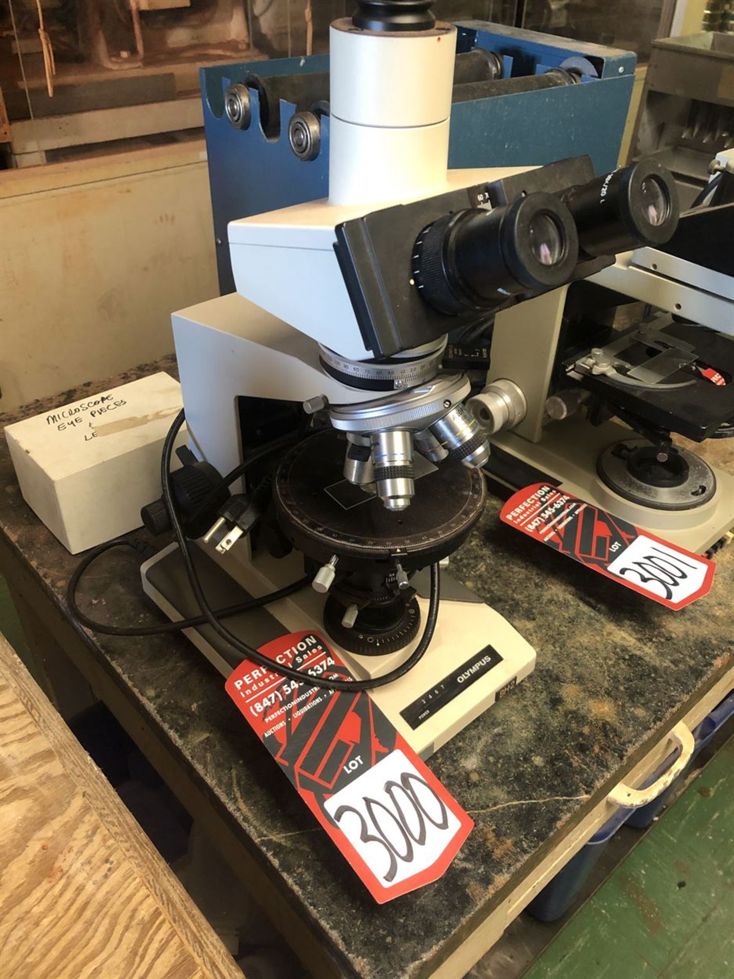 OLYMPUS BH-2 Binocular Head Microscope, w/ WHK 10x/20 Eyepieces and DPLAN 4x, 10c, 100x Oil