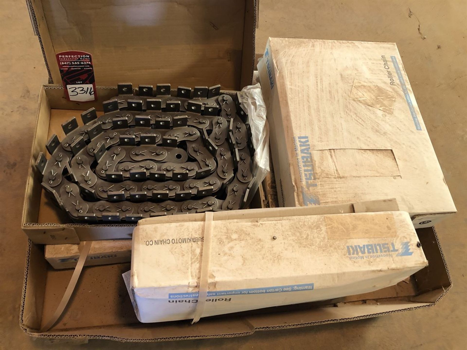 Lot Comprising of (5) Boxes of Large Roller Chain (Location: Chemical Warehouse)