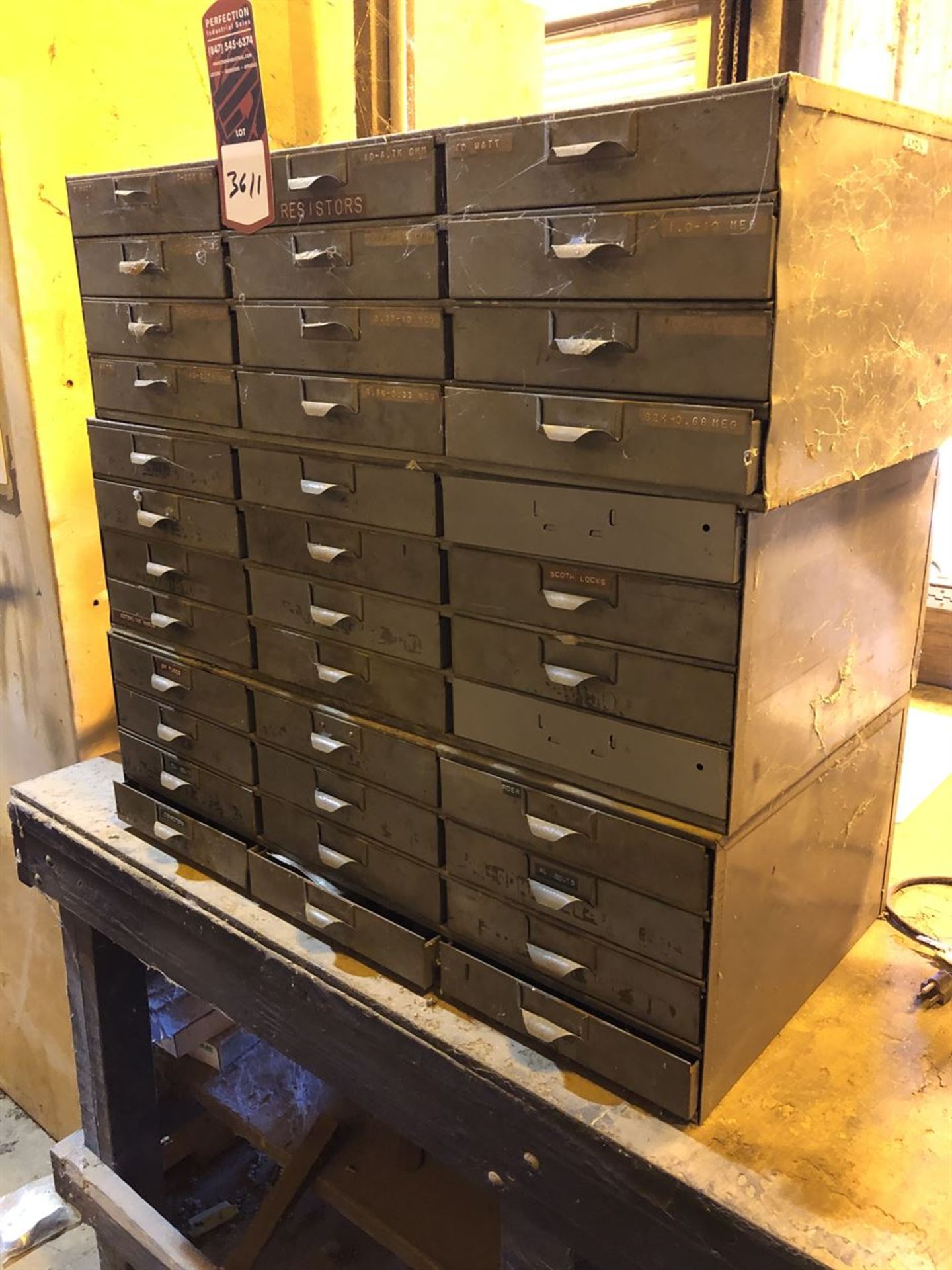 Parts Bin Cabinet, w/ Contents (Location: Electric Chemical)
