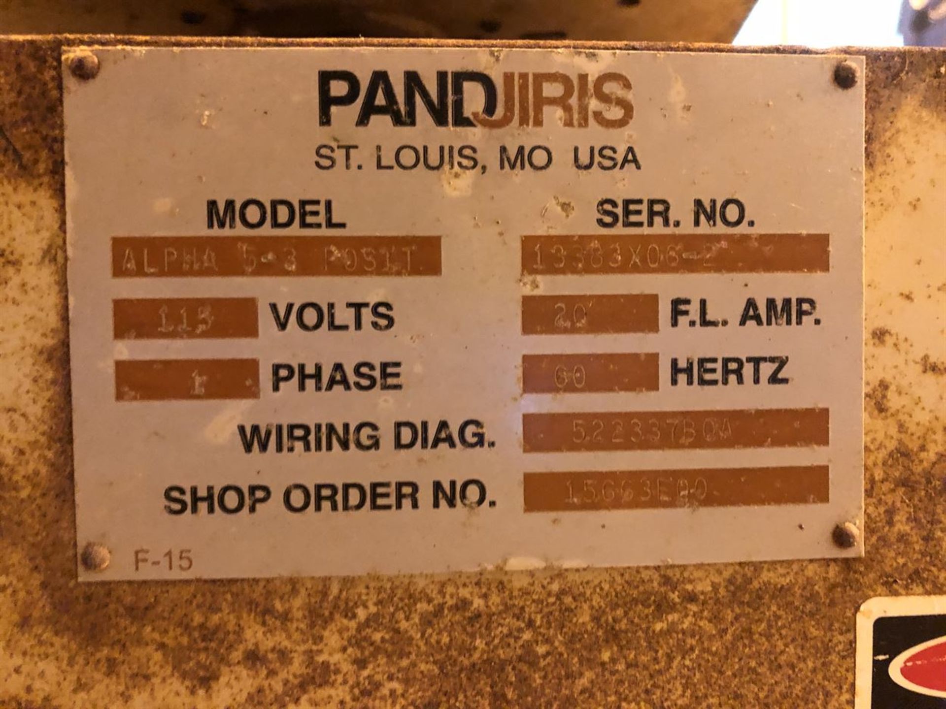 PANDJIRIS ALPHA 5-3POSTT Welding Positioner, s/n 13383X06-2 (Location: Chemical Warehouse) - Image 2 of 2