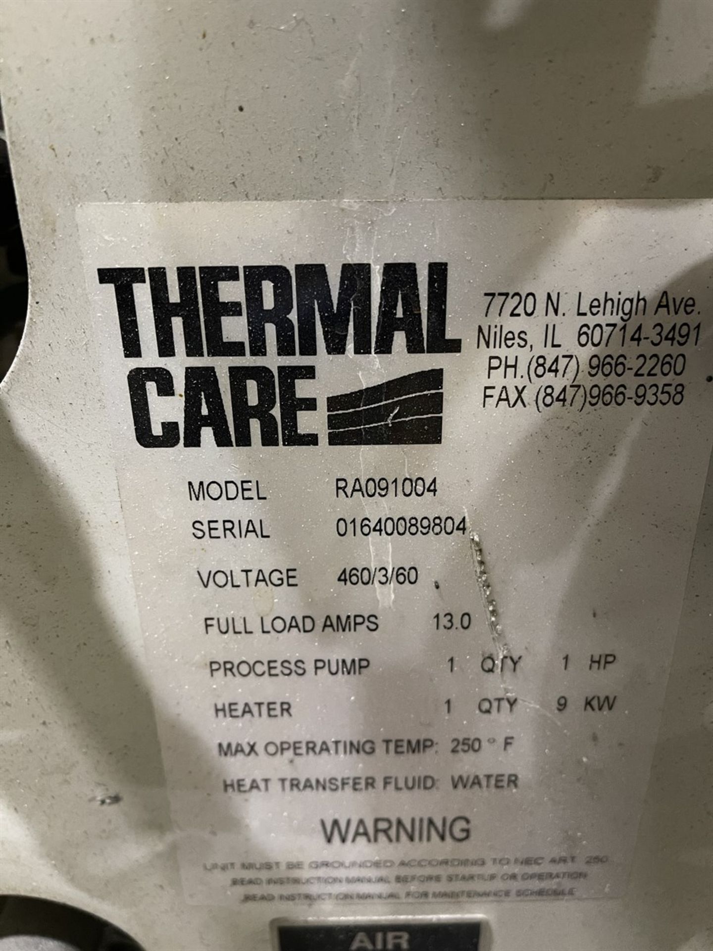 THERMAL CARE Aquatherm RA091004 Temperature Controller, s/n 01640089804 - Image 3 of 3