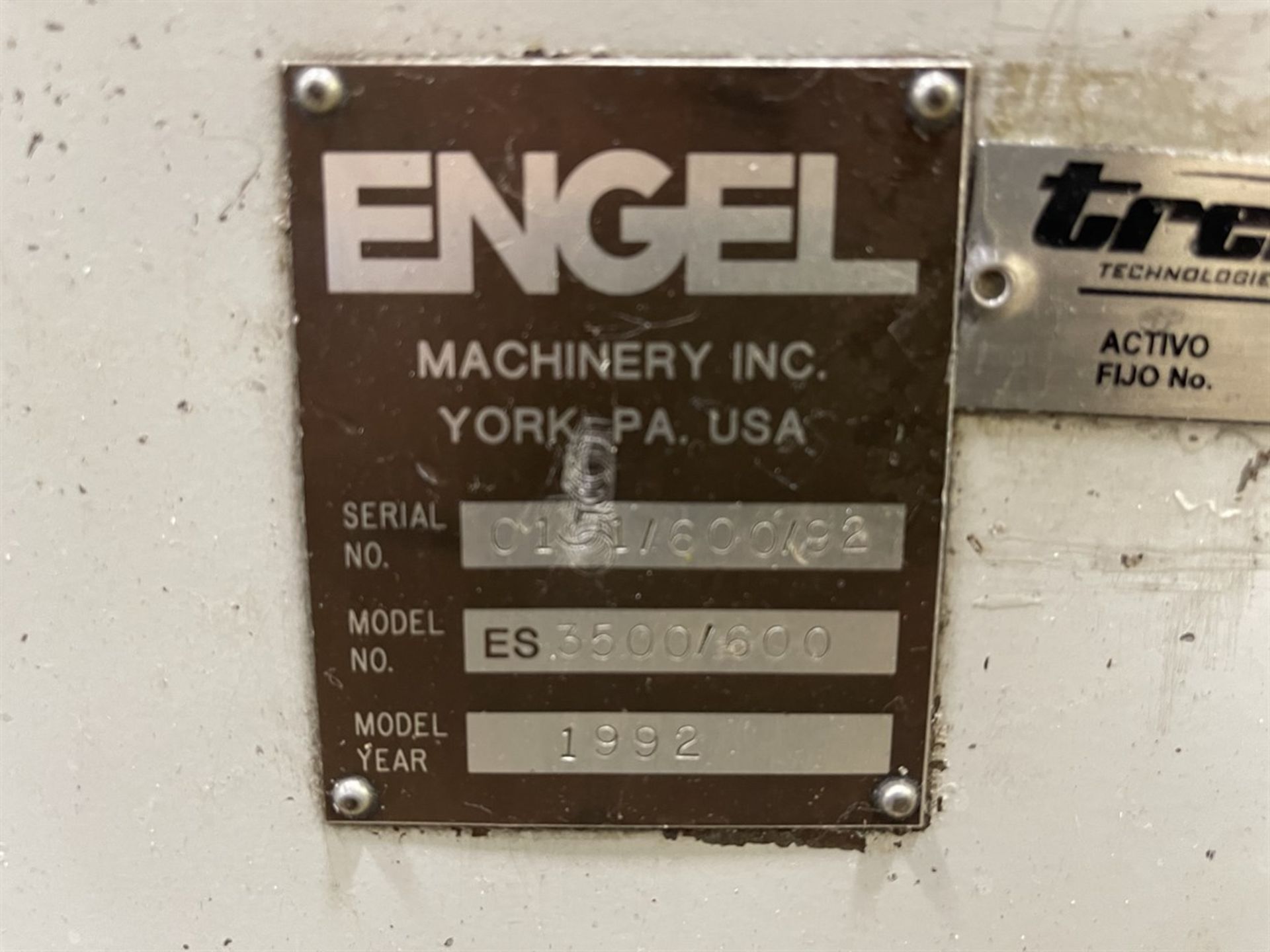 600 Ton ENGEL ES 3500-600 Hydraulic Injection Molder, s/n 0151/600/92, w/ CC90-A02 Control, 80.5 oz. - Image 11 of 12