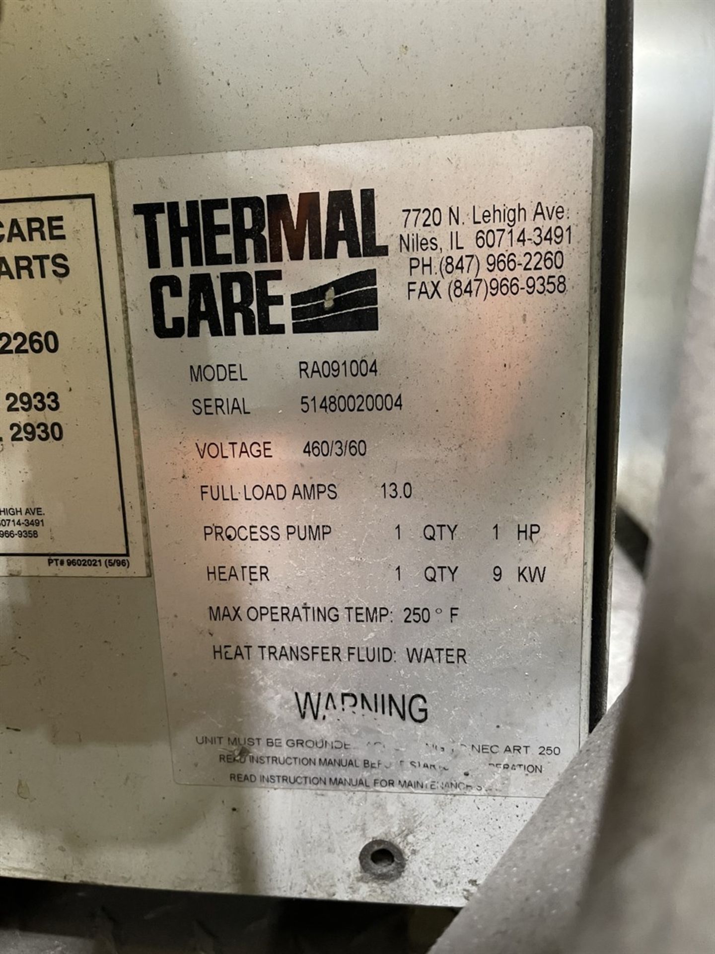 THERMAL CARE Aquatherm RA091004 Temperature Controller, s/n 51480020004 - Image 3 of 3