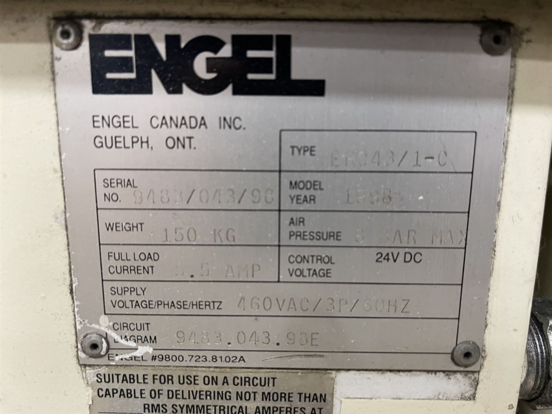 300 Ton ENGEL ES 1350/300 Hydraulic Injection Molder, s/n 9436/300/98, w/ CC100-A03 Control, 23.9 - Image 9 of 14