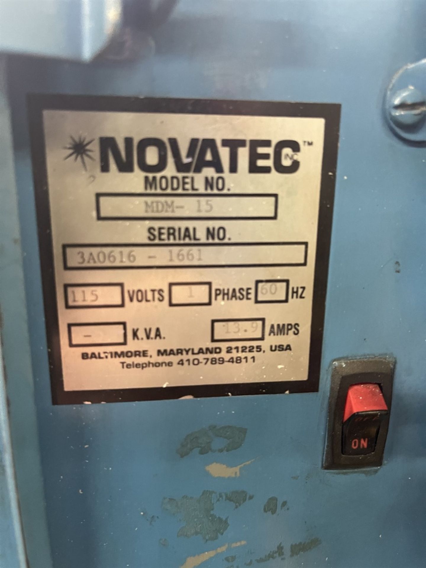 NOVATEC MDM-15 Portable Hopper Dryer, s/n 3A0616-1661 - Image 4 of 5