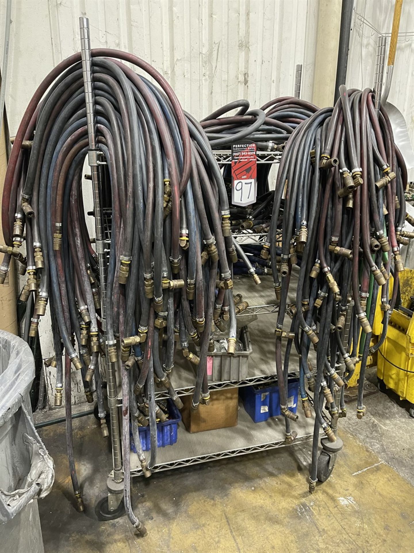 Rack w/ Large Assortment of Quick Connect Water Lines