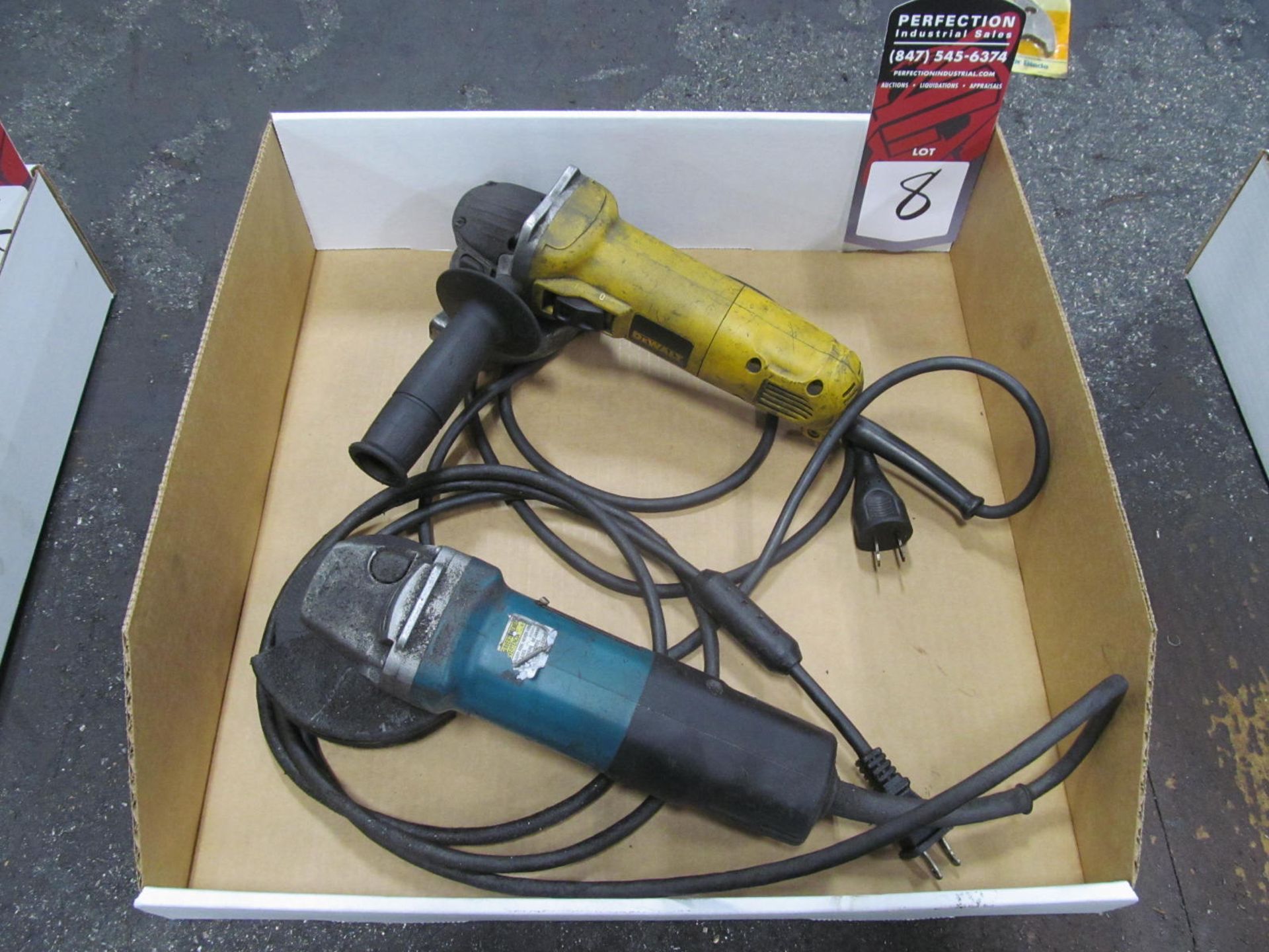 (2) 4.5" Angle Grinders, (1) DeWalt #D28110, (1) Makita 9557PB