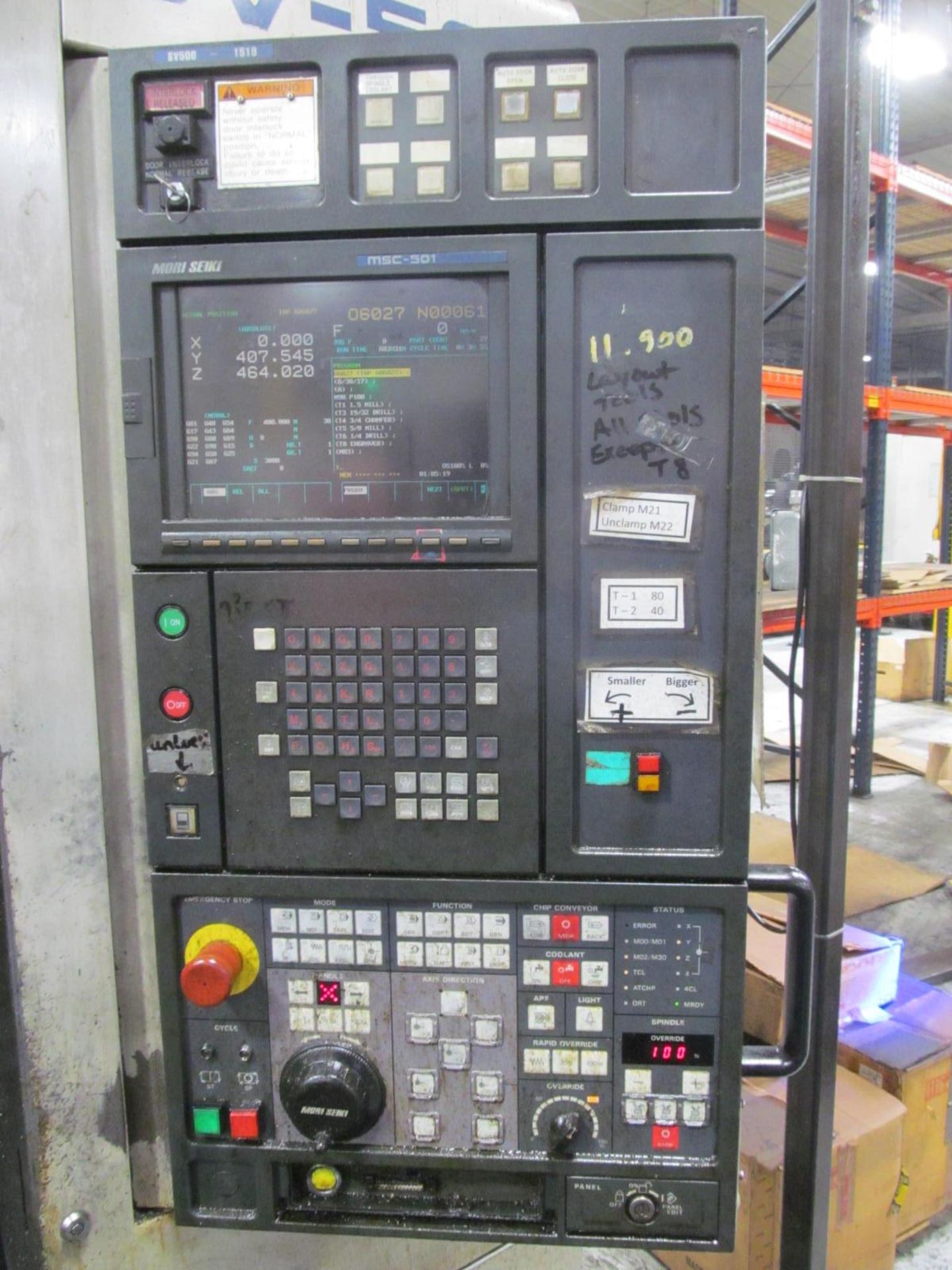 MORI SEIKI SV500/50 Vertical Machining Center, s/n 1519, w/ MSC-501 Control, Dual MAYFRAN Chip- - Image 4 of 5