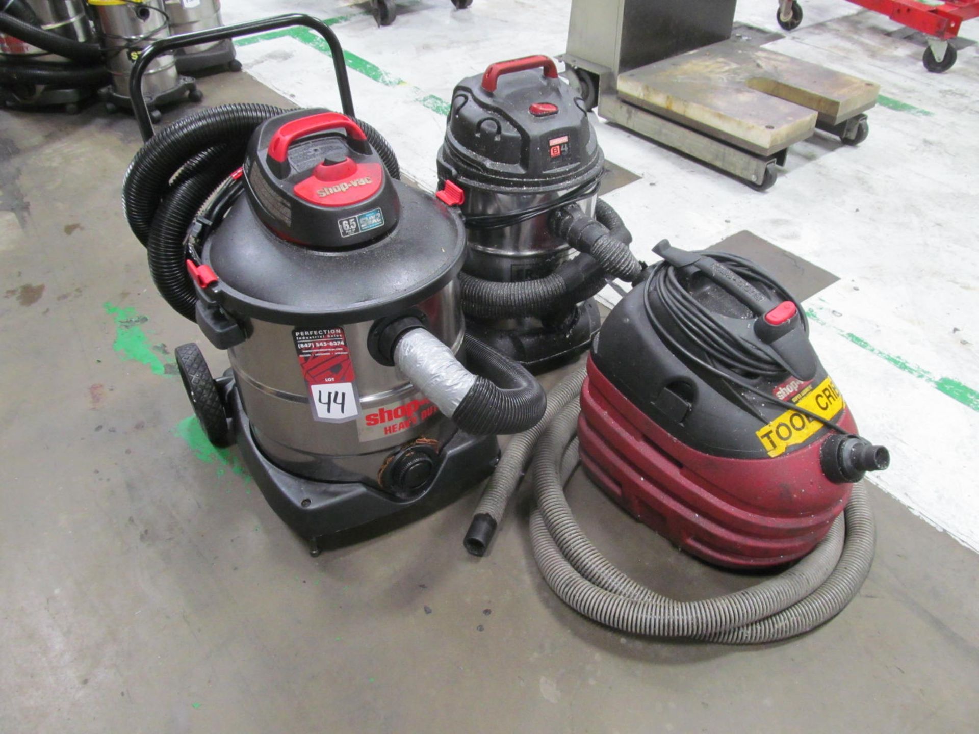 (3) Wet/Dry Vacuums, (1) Shop-Vac #SS16-SQ650, (1) Shop-Vac #CH87-650C, (1) Craftsman #125.17608