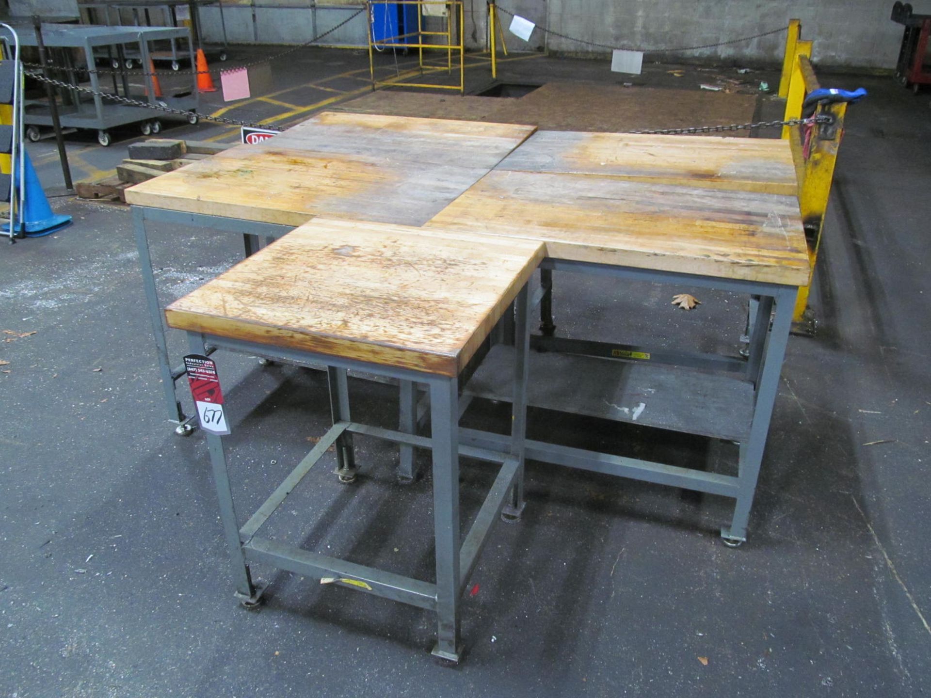 (5) Wood Topped Tables, (4) 24" x 36", (1) 24" x 24"