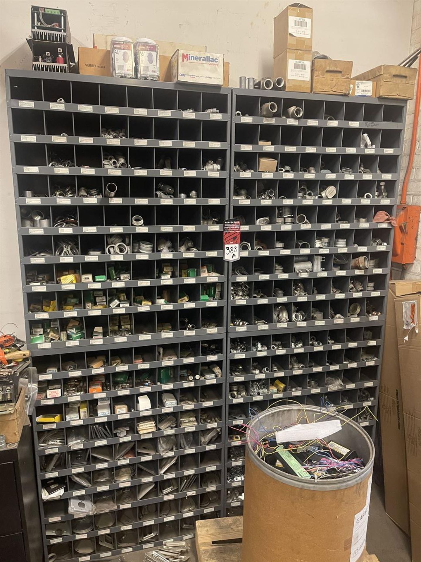 Parts Racks w/ Large Assortment of Fittings and Fuses